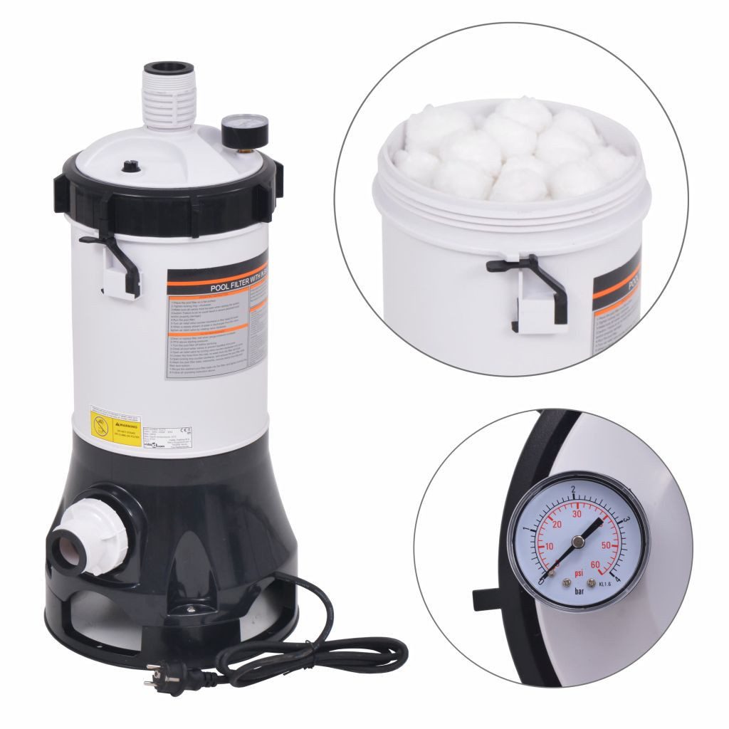 vidaXL Kartuschen-Filterpumpe Poolfilterpumpe für Intex Bestway Pools 185 W 4,4 m³ h