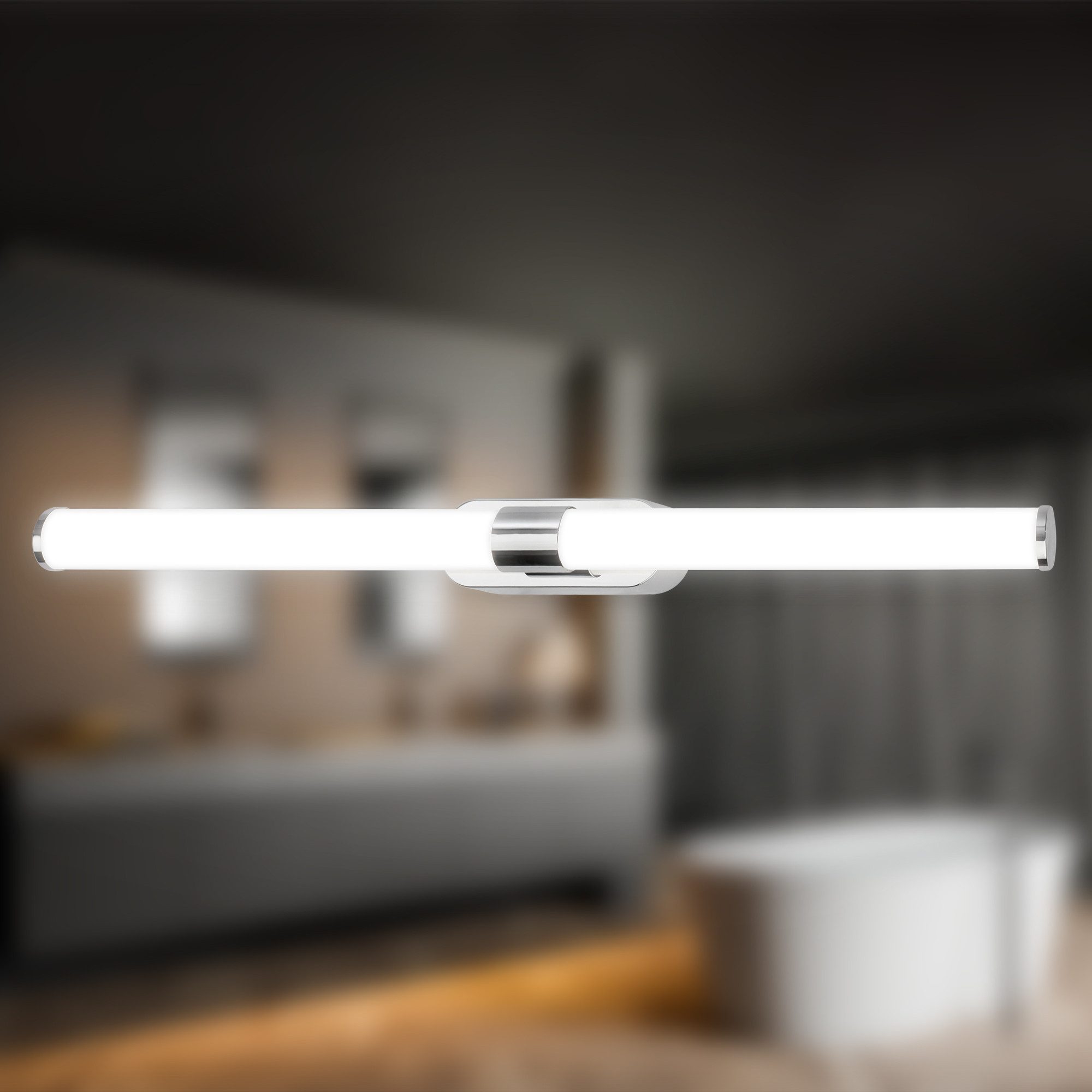 Briloner Leuchten LED Spiegelleuchte Wandleuchte RUNT Badlampe Spiegel IP44 Badezimmer, LED fest integriert, 4000K, LED Schminklicht Bad Chrom 60 x 6,5 x 4,5 cm 7W Bad