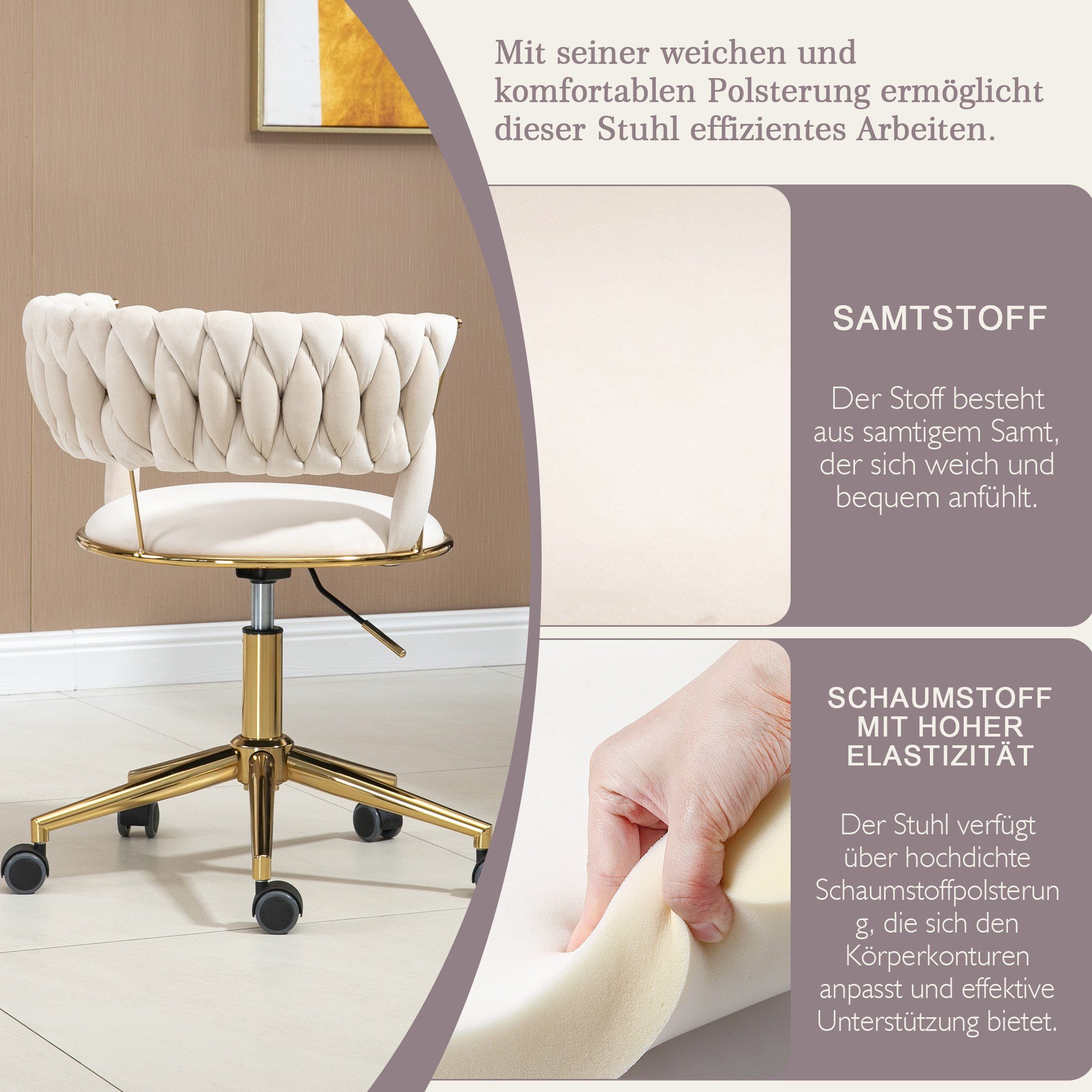 OKWISH Bürostuhl Drehstuhl Polsterstuhl, Stoff-Bürostuh (1 günstig online kaufen