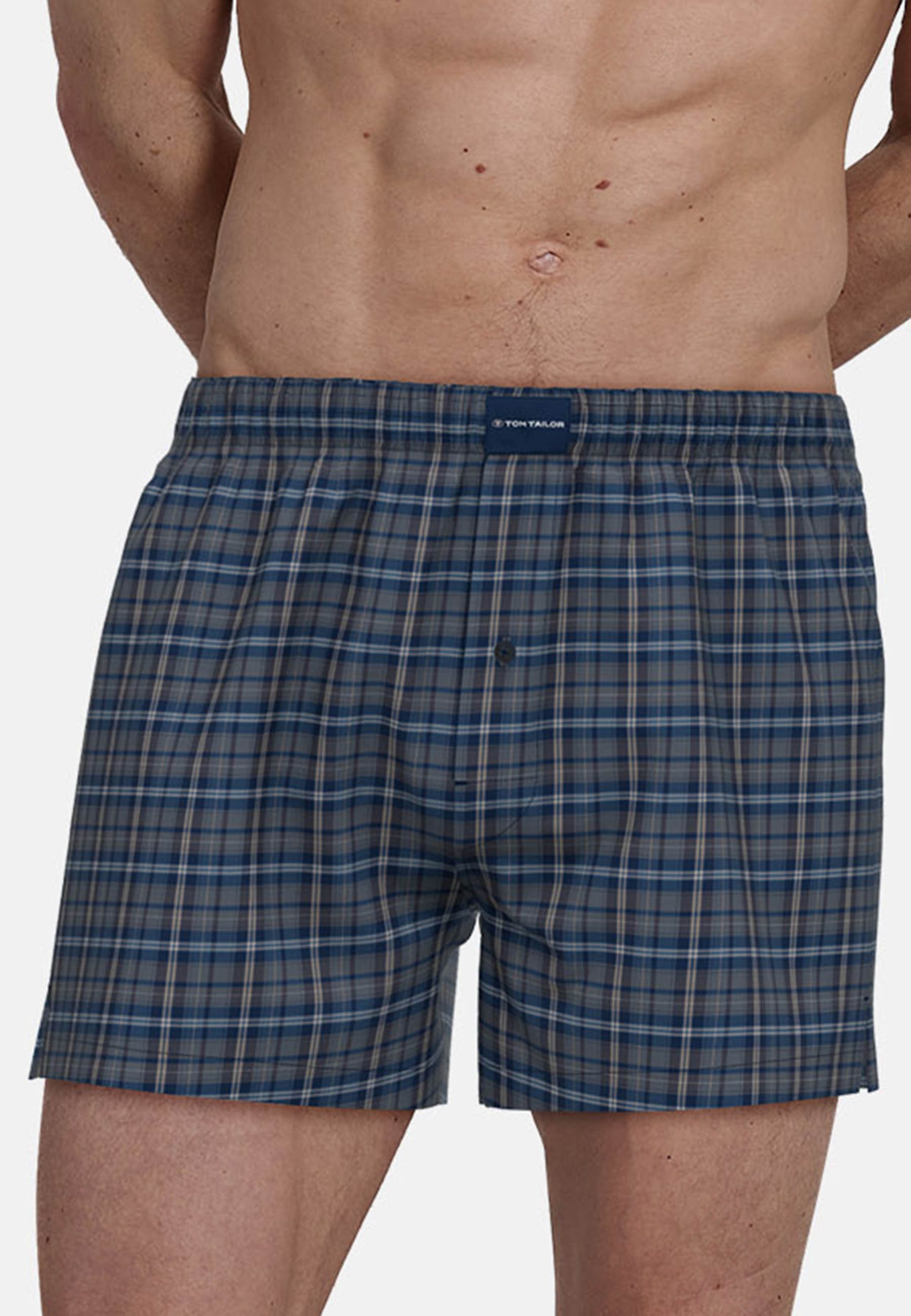 TOM TAILOR Boxershorts Milos (2er Pack) bequem, leicht, Logopatch, basic, kariert, Baumwolle
