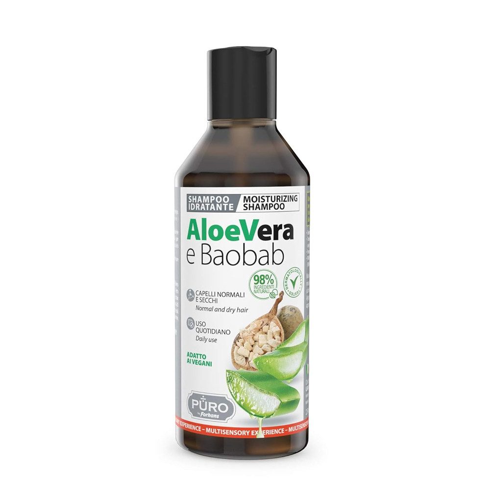 Haarshampoo PURO BIO Shampoo Aloe Vera und Baobab (Affenbrotbaum) 250 ml
