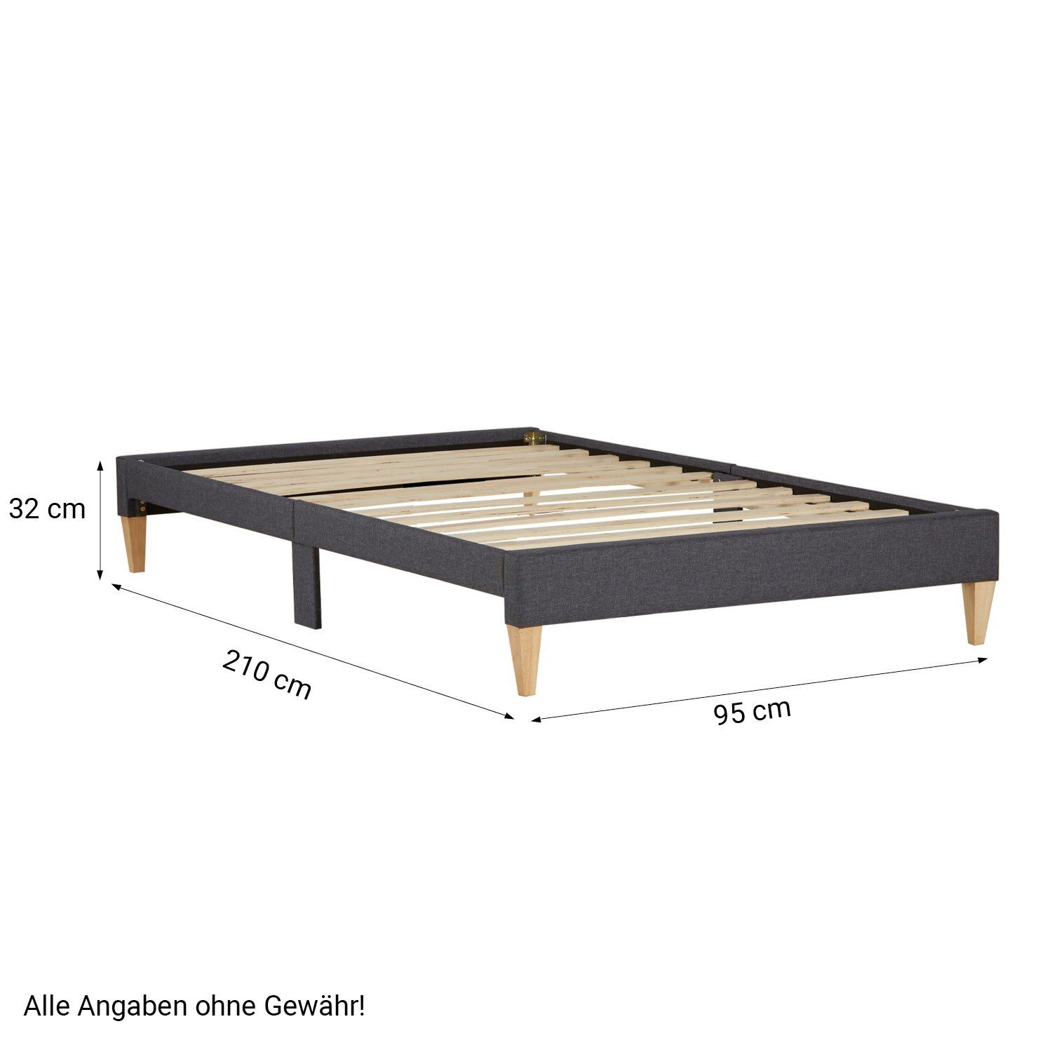 Homestyle4u Polsterbett 90x200 140x200 mit / ohne Matratze Futonbett Bettgestell ohne Kopfteil (Spar-Set, mit Lattenrost), kein Stauraum