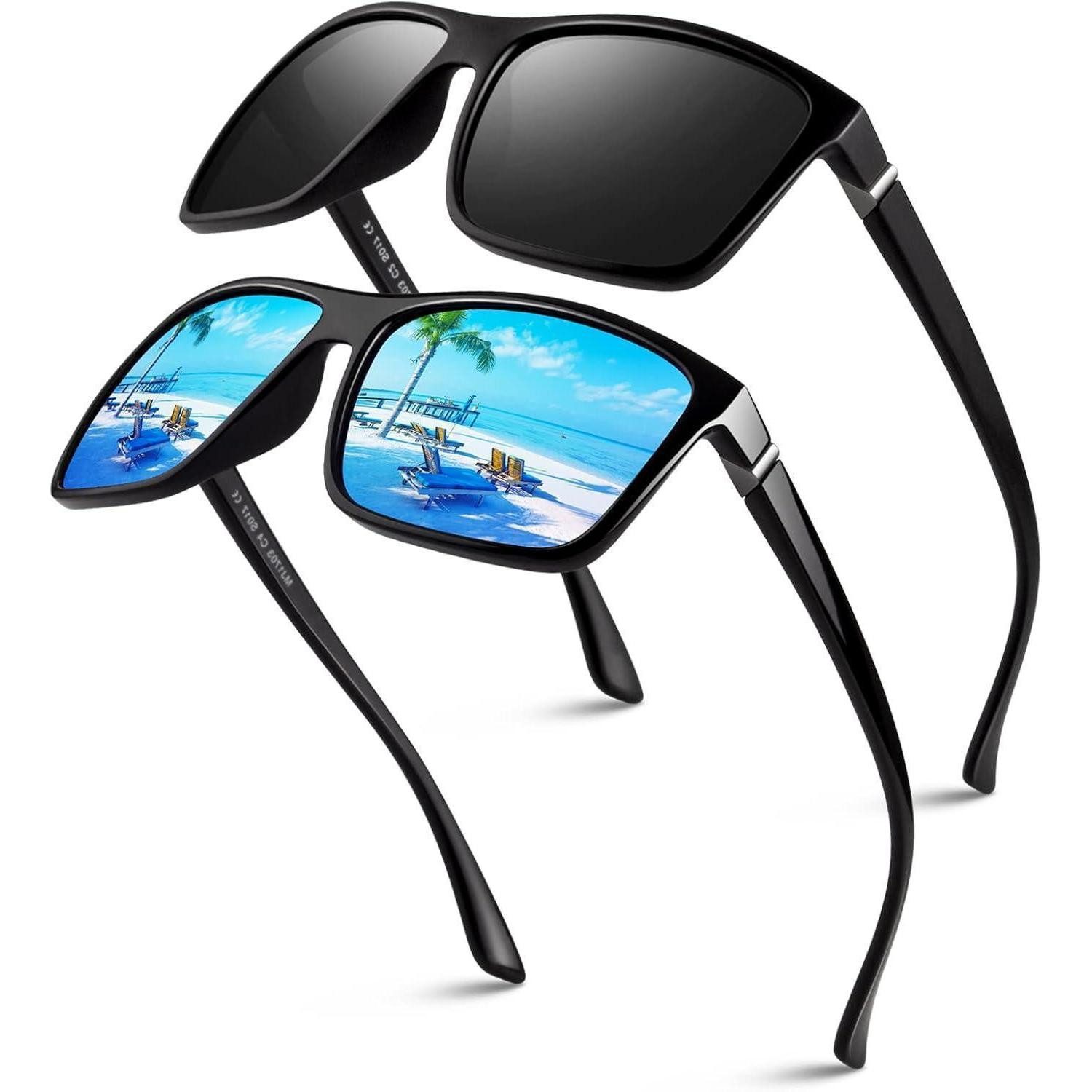 LuxusKollektion Retrosonnenbrille Sonnenbrille Herren 2.1 Matt Schwarz Grau & Glänzend Schwarz Blau