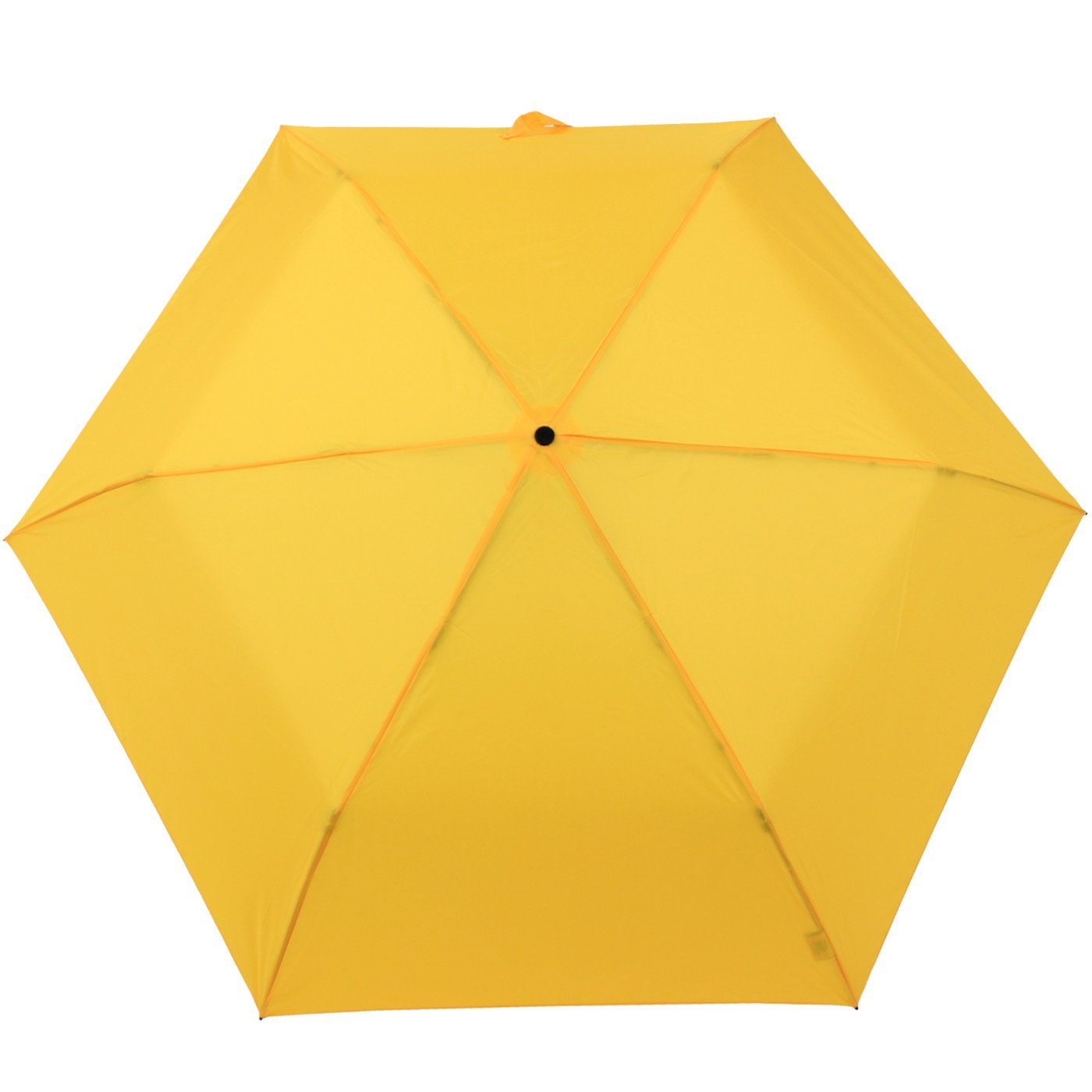 doppler® - zero Taschenregenschirm shiny gelb Auf-Zu-Automatik und yellow, sehr leichter UV-Schutz-Beschichtung Schirm mit mini magic,