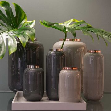 Giftcompany Bodenvase (1 Artikel), Saigon Vase L, hellgrau/kupferfarben