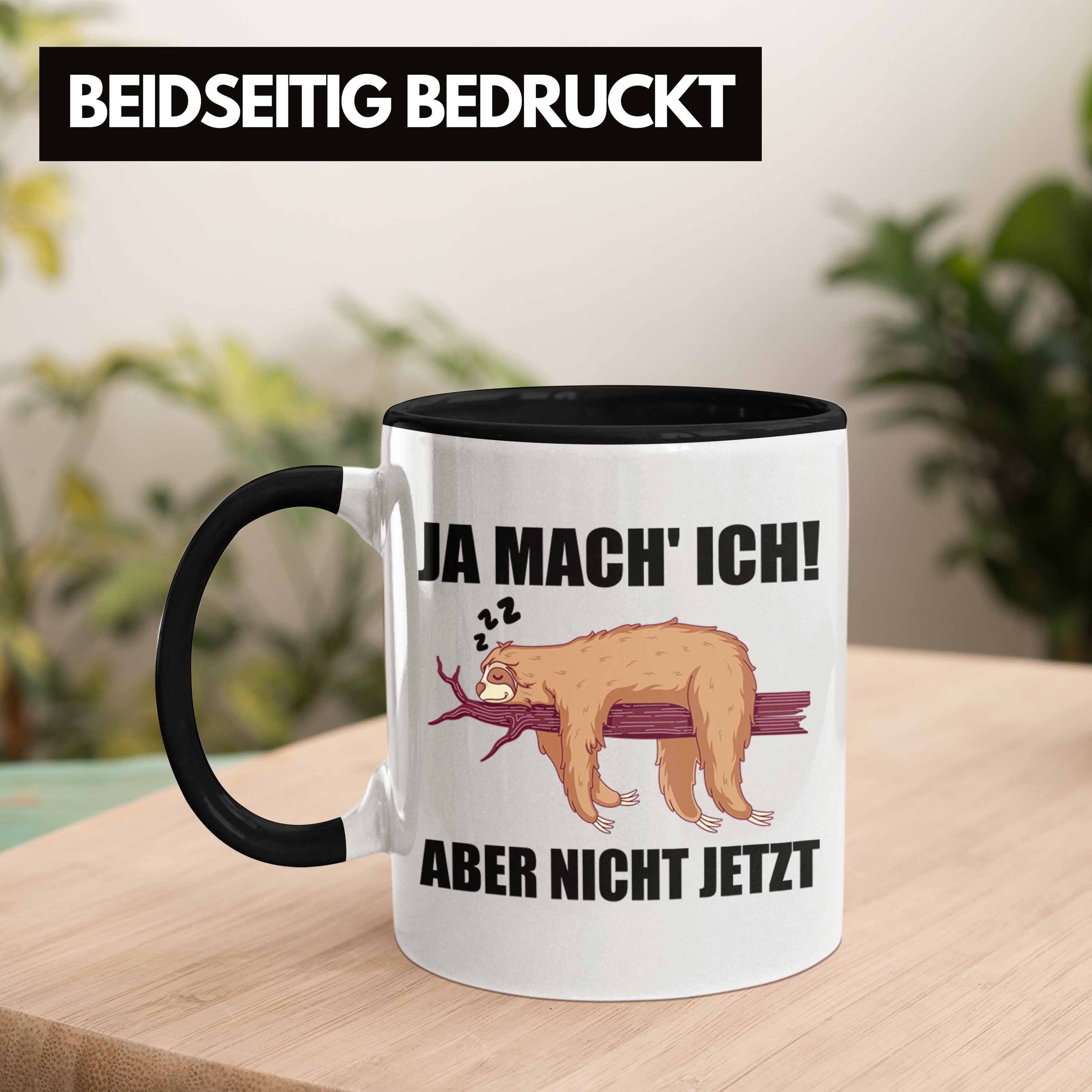 Lustige Schwarz Mitarbeiter Faultier Tasse Trendation - Trendation für Abschiedsgeschenk Arbeitskollege Spruch Tasse Geschenk