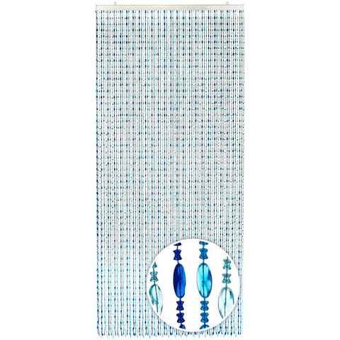 Türvorhang Perlenvorhang OCEAN aus Kunststoff blau 90x200cm, Kobolo, Ösen (1 St), transparent