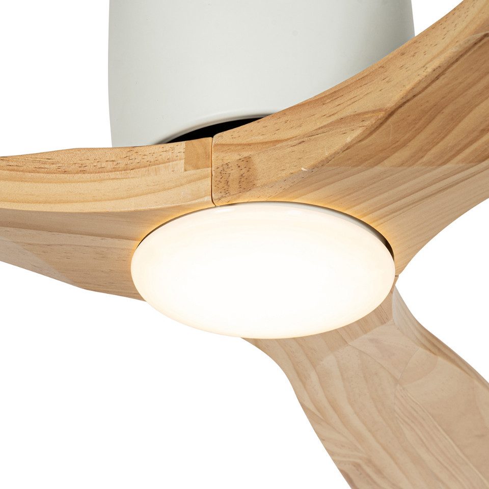 Qazqa Deckenventilator Jerri, (nicht austauschbare) LED, Naturel, Modern, S günstig online kaufen