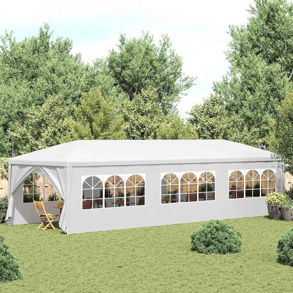 furnicato Partyzelt Party-Gartenzelt Weiß 9 x 3 x 2,55 m mit Stahlrahmen, UV-beständiges Eventzelt mit Fenstern und wasserabweisendem Dach
