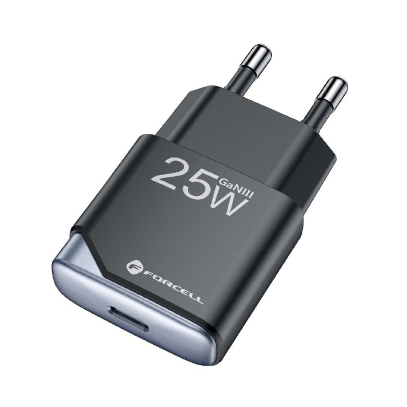 Forcell B125101-E USB-Ladegerät (3000 mA, Einzelladegerät, Einzelladegerät, Ultra Slim GaN III 25W Ladegerät mit QC 4.0 & PD)