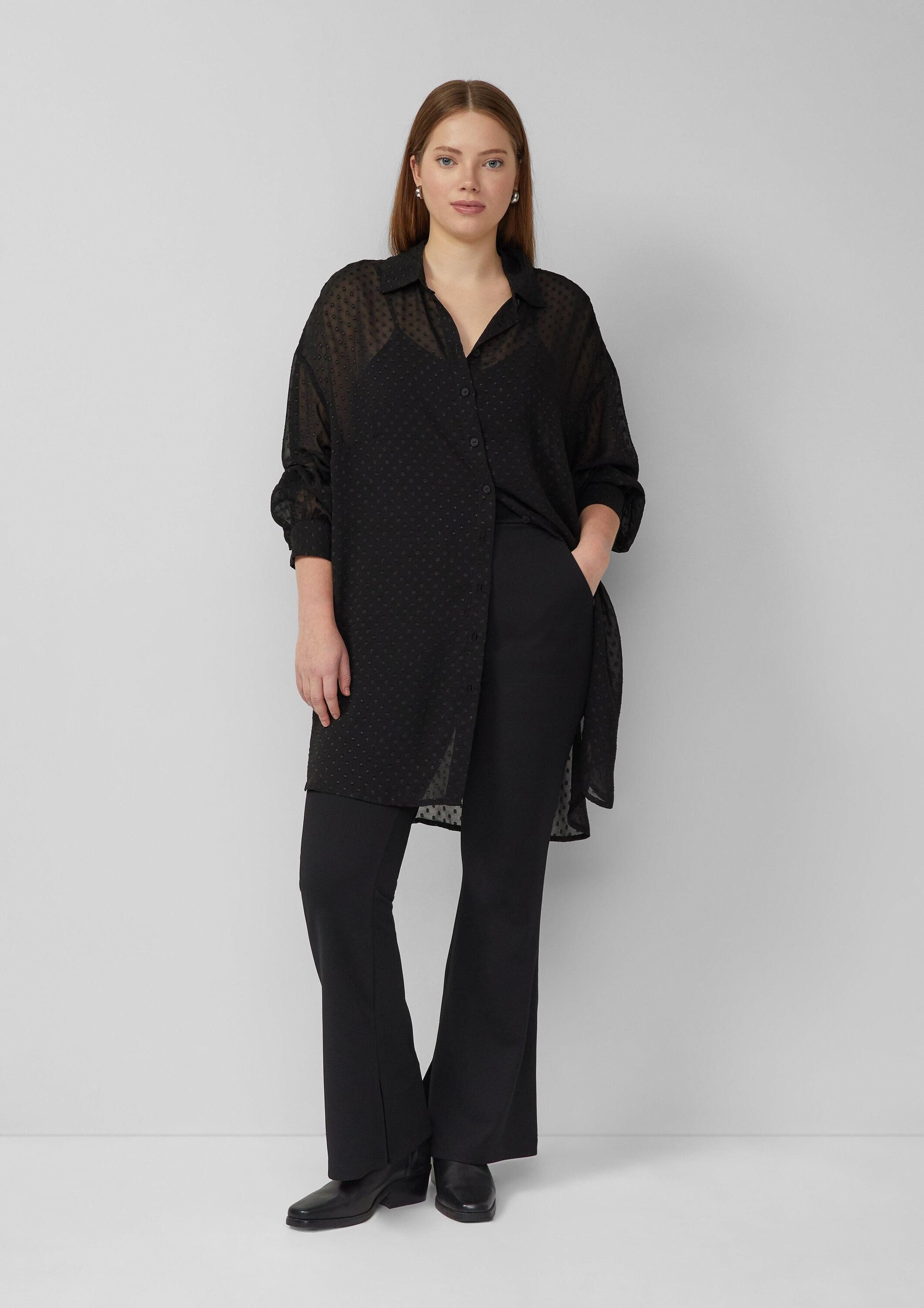 QS Langarmbluse Bluse Transparente Longbluse