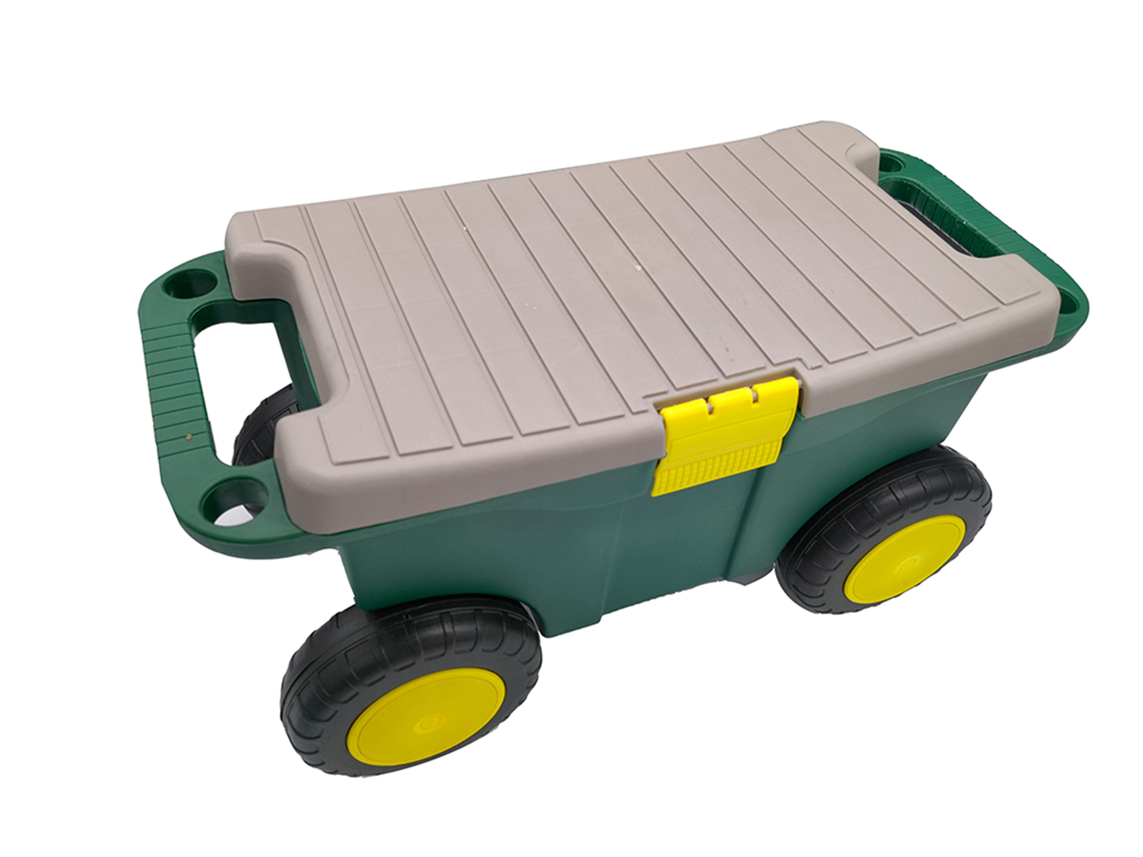 Pure Garden Rollbarer Gartenhocker Mit Werkzeugablage – Leichter Gartensitz Auf Rädern, Bis 90 Kg Belastbar