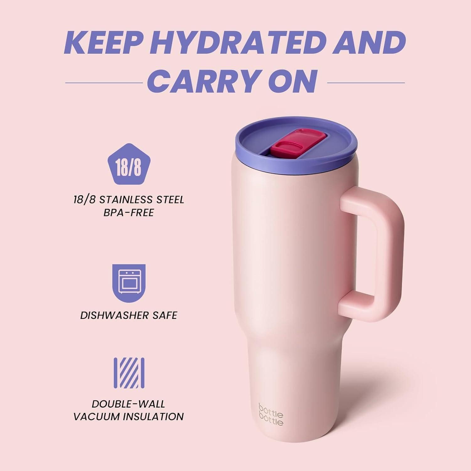 LuxusKollektion Thermobecher Thermobecher Edelstahl 40oz Griff Strohhalm BPAfrei Lilie