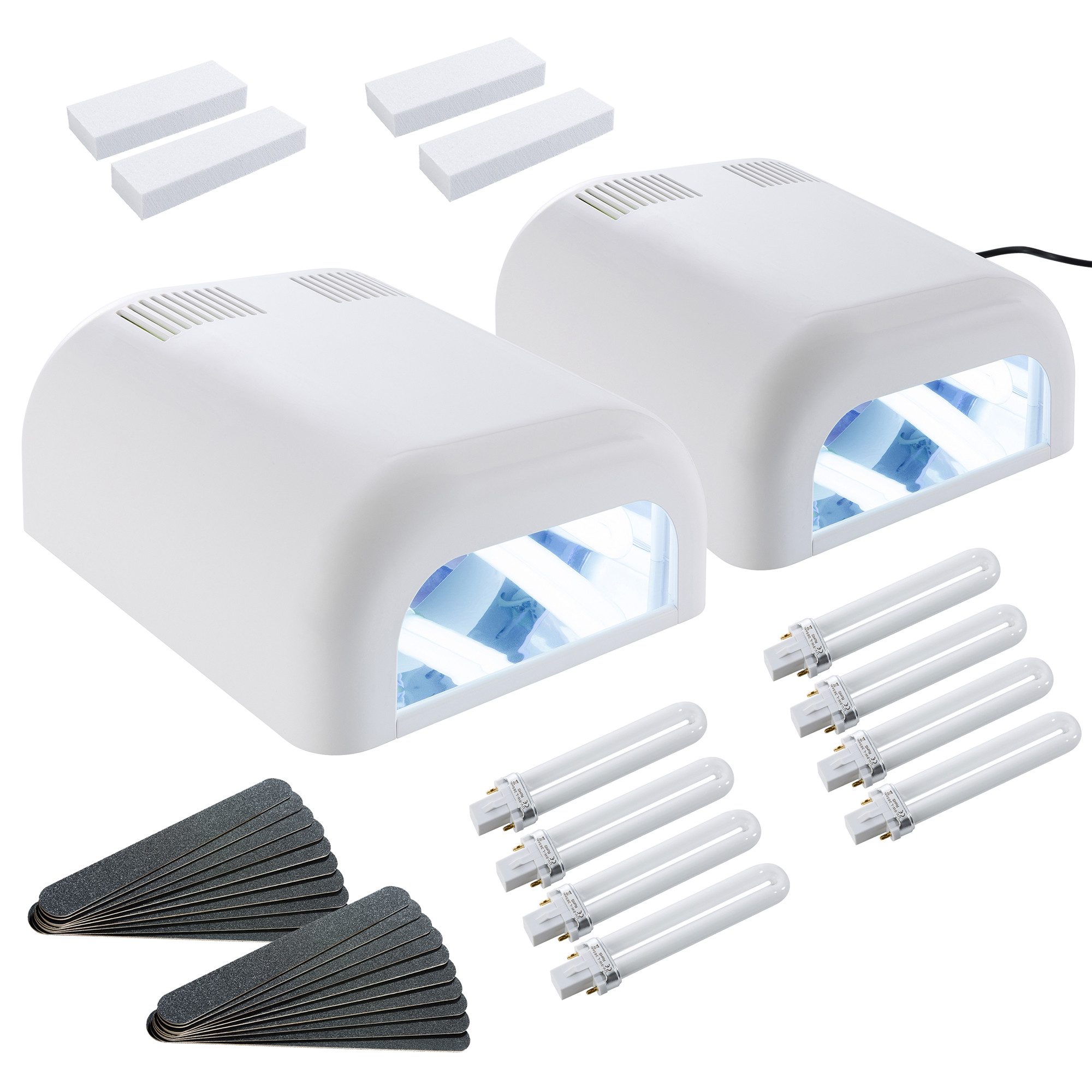 Sina Lichthärtungsgerät 2x UV Nagel Gel Acryl Lampe 16 Röhren + Zubehör, Timer-/Dauerfunktion: 30 min, 90 Sek, 120 Sek