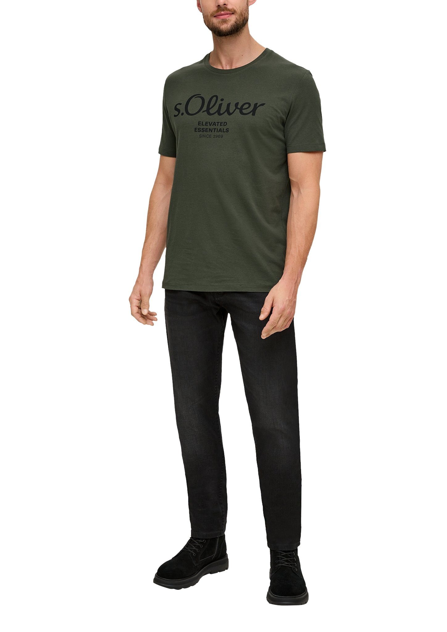 s.Oliver T-Shirt green im Look sportiven