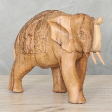 Oriental Galerie Dekofigur Elefant Skulptur mit aufwendiger Schnitzerei Natur 15 cm (1 St)
