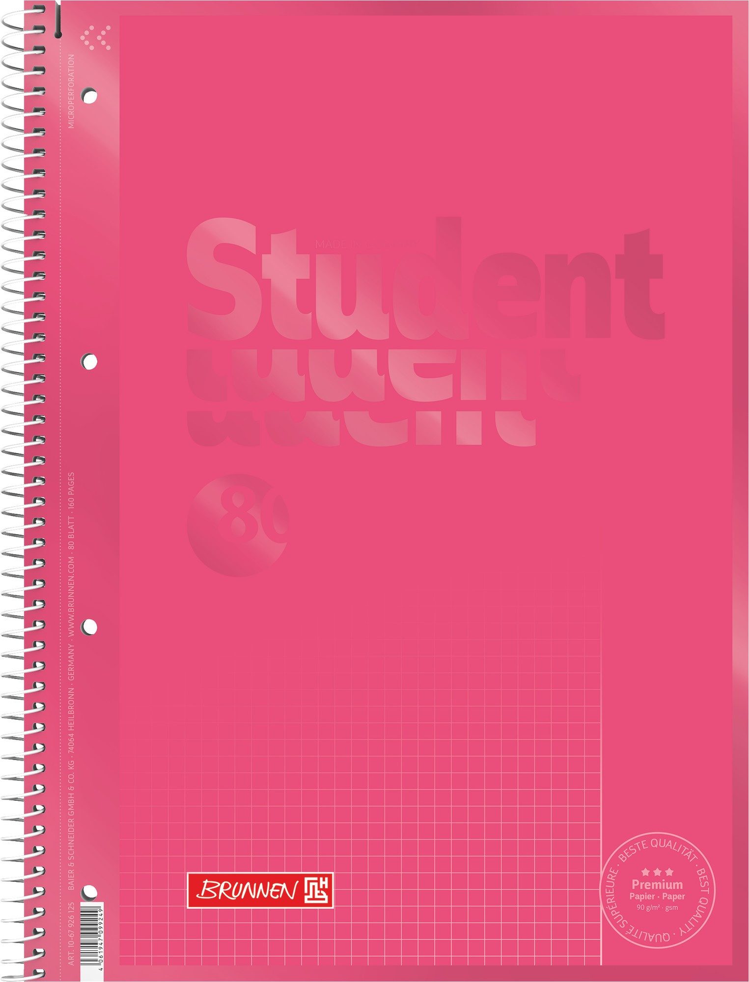 Baier & Schneider Collegeblock Collegeblock Premium Student Colour Code A4 kariert tulip