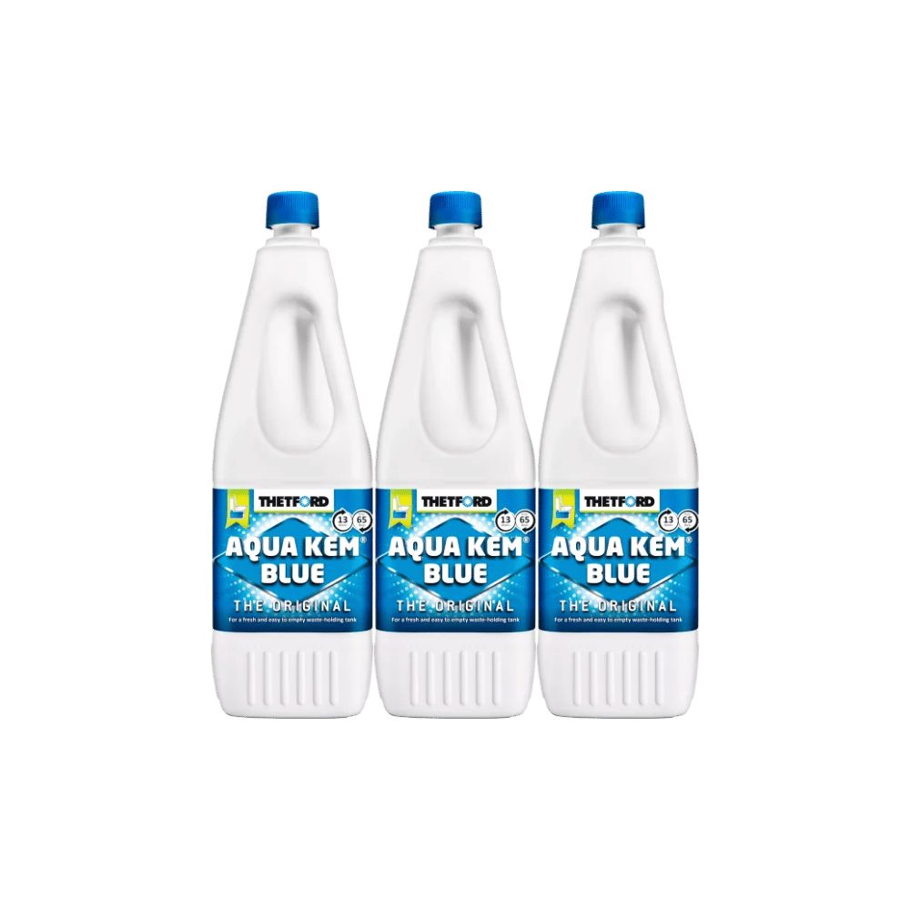 THETFORD Thetford Aqua Kem Blue 2 Liter Toilettenreiniger Sanitärflüssigkeit WC-Reiniger (Set, [3-St. 2 Liter Flasche Sanitärflüssigkeit für die Toilette Thetford, Aqua Kem Blue, 2 Liter, Für Campingtoiletten)