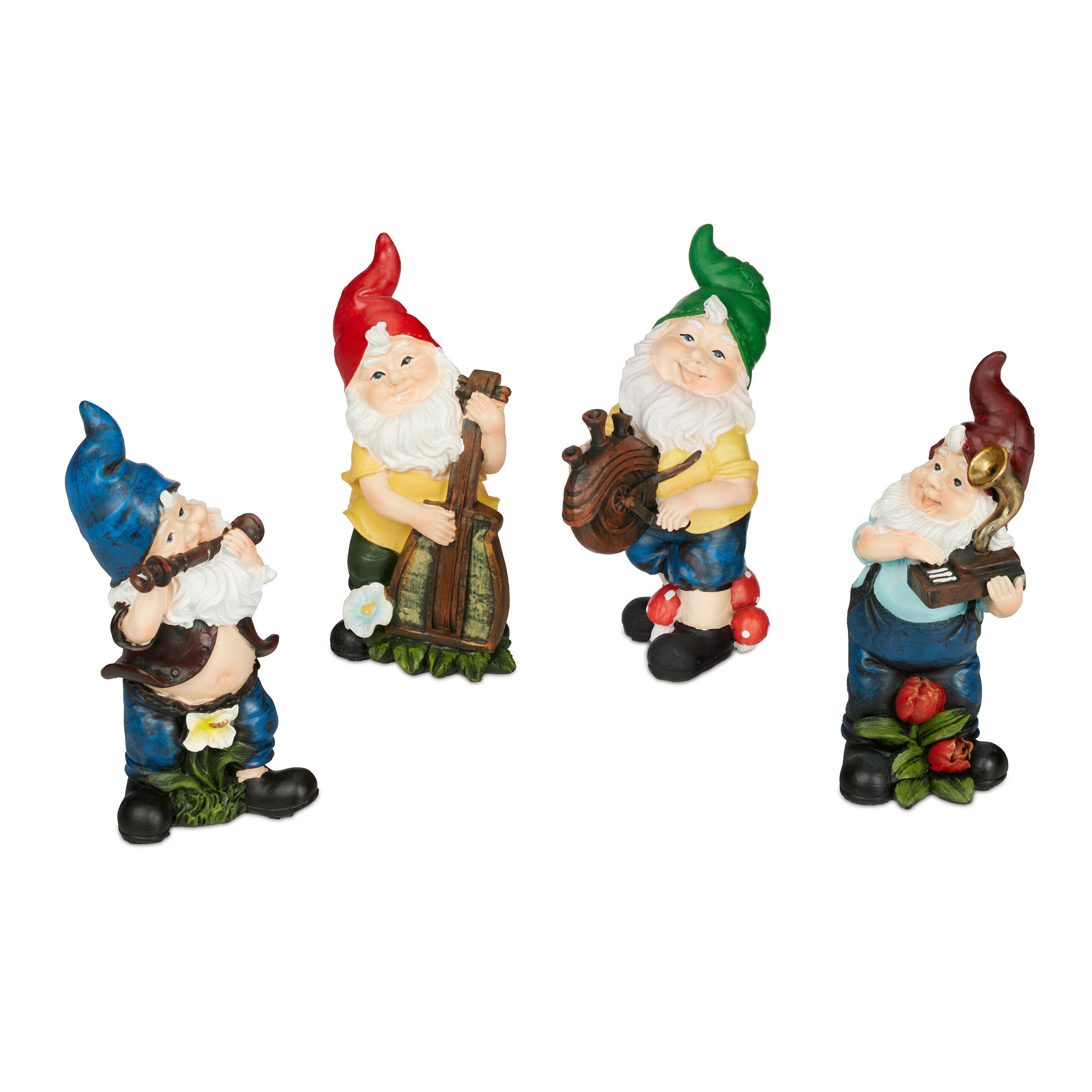 relaxdays Gartenzwerg Gartenzwerge 4er Set Musiker günstig online kaufen