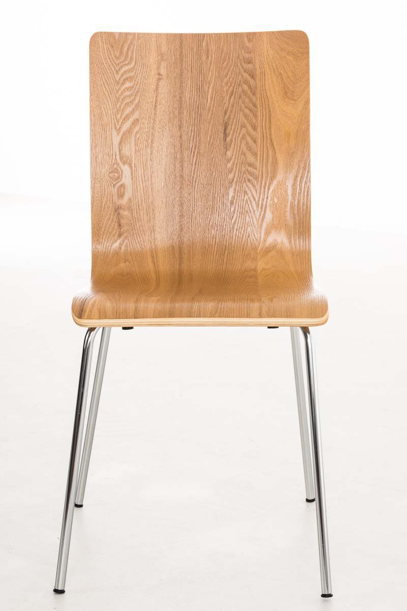 - - Sitzfläche eiche TPFLiving geformter Metall Warteraumstuhl - Konferenzstuhl ergonomisch (Besprechungsstuhl Holz Peppo - Gestell: mit Messestuhl), chrom Sitzfläche: Besucherstuhl
