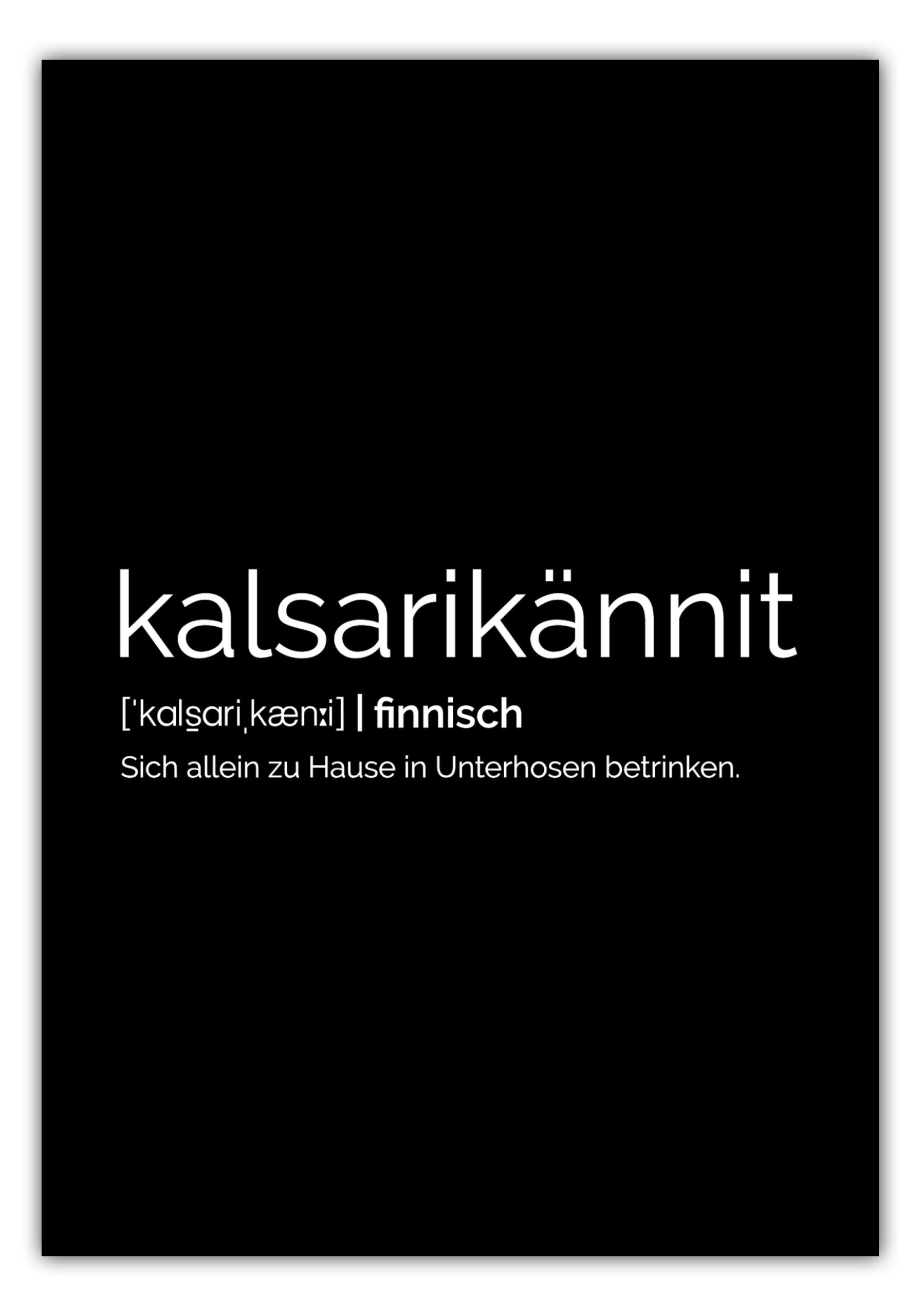 NORDIC WORDS Poster Kalsarikännit Definition, Poster in verschiedenen Farben und vielen Größen, Dekoration