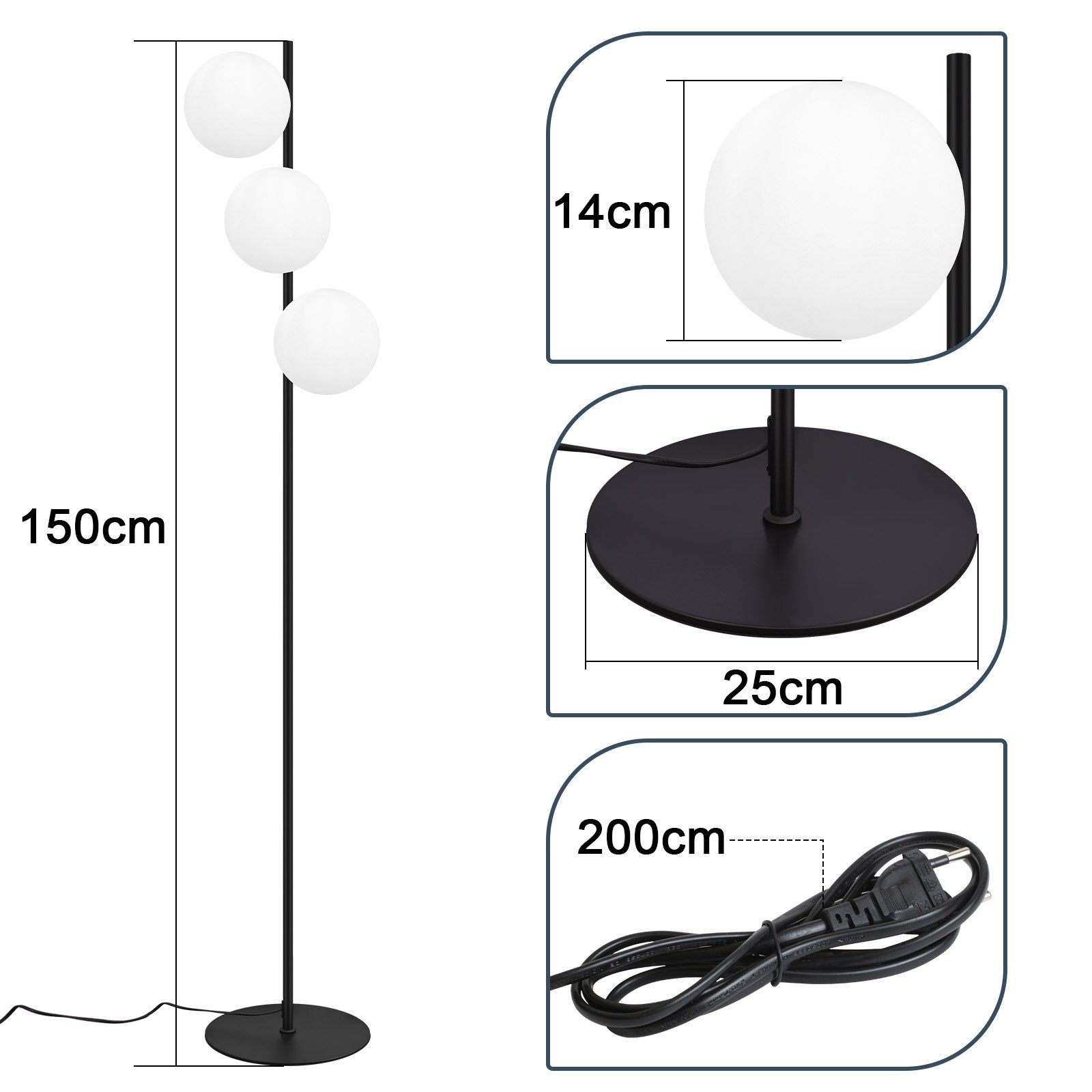 ZMH Stehlampe Wohnzimmer 3 Flammig Industrial günstig online kaufen