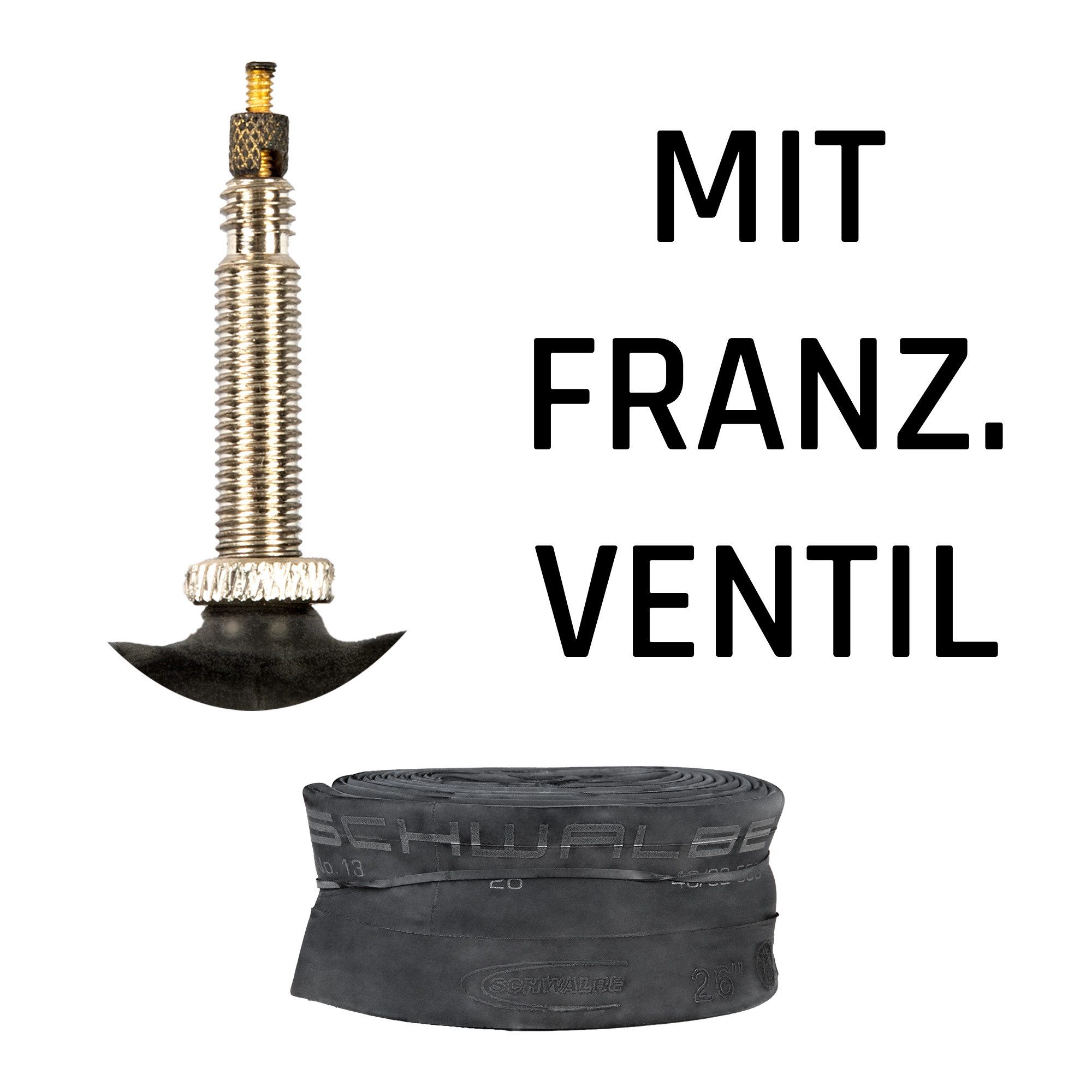 Schwalbe Fahrradschlauch Nr. 19, 27.5/28/29 Zoll, (Einzelpack, 1-St), Fahrradschlauch 12 - 29 Zoll Auto Schrader Französisches Ventil