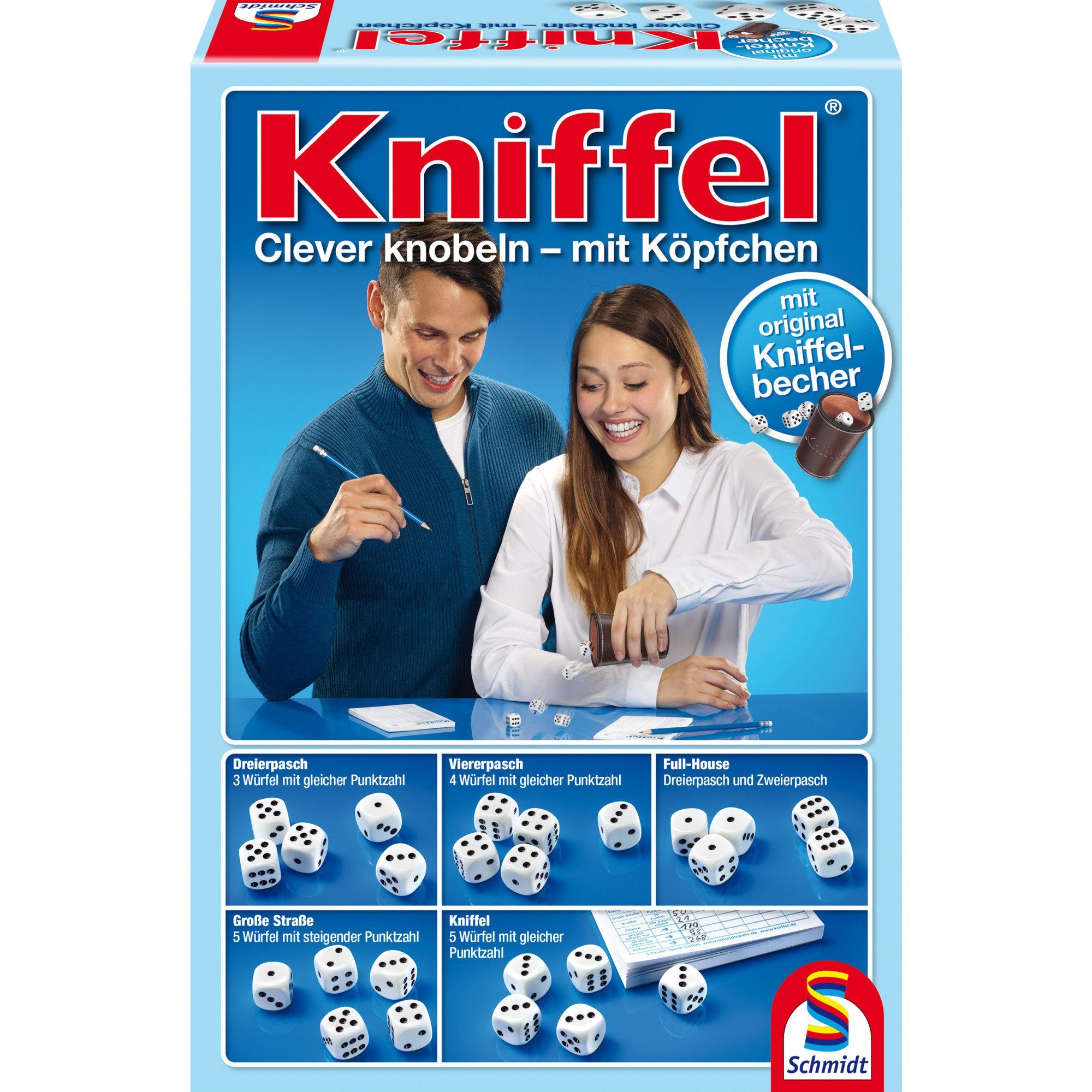 Schmidt Spiele Spiel, Kniffel mit Lederwürfelbecher