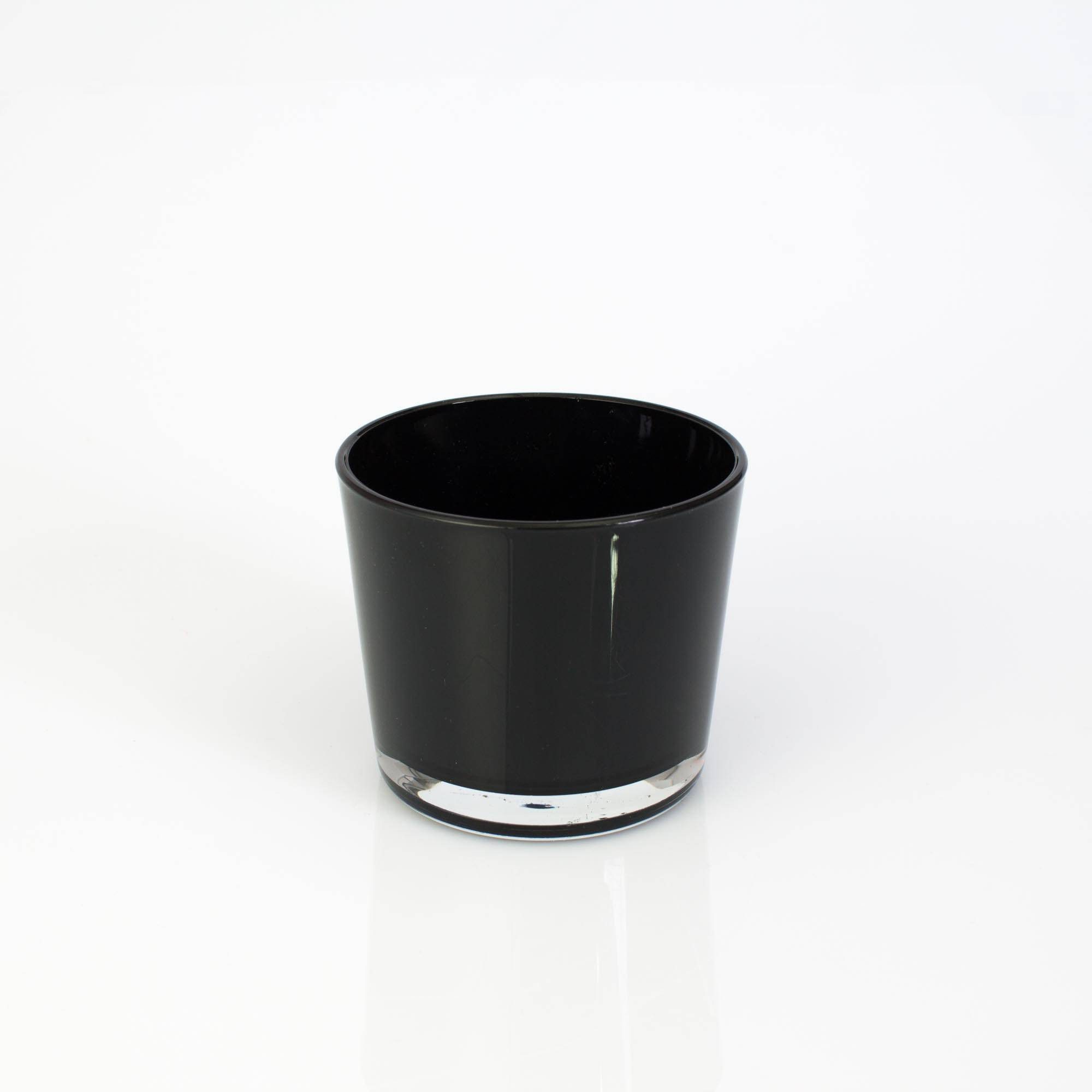 INNA-Glas Kerzenhalter Kleines Windlicht - Glasvase Alena, schwarz, 8,5cm, Ø 10cm