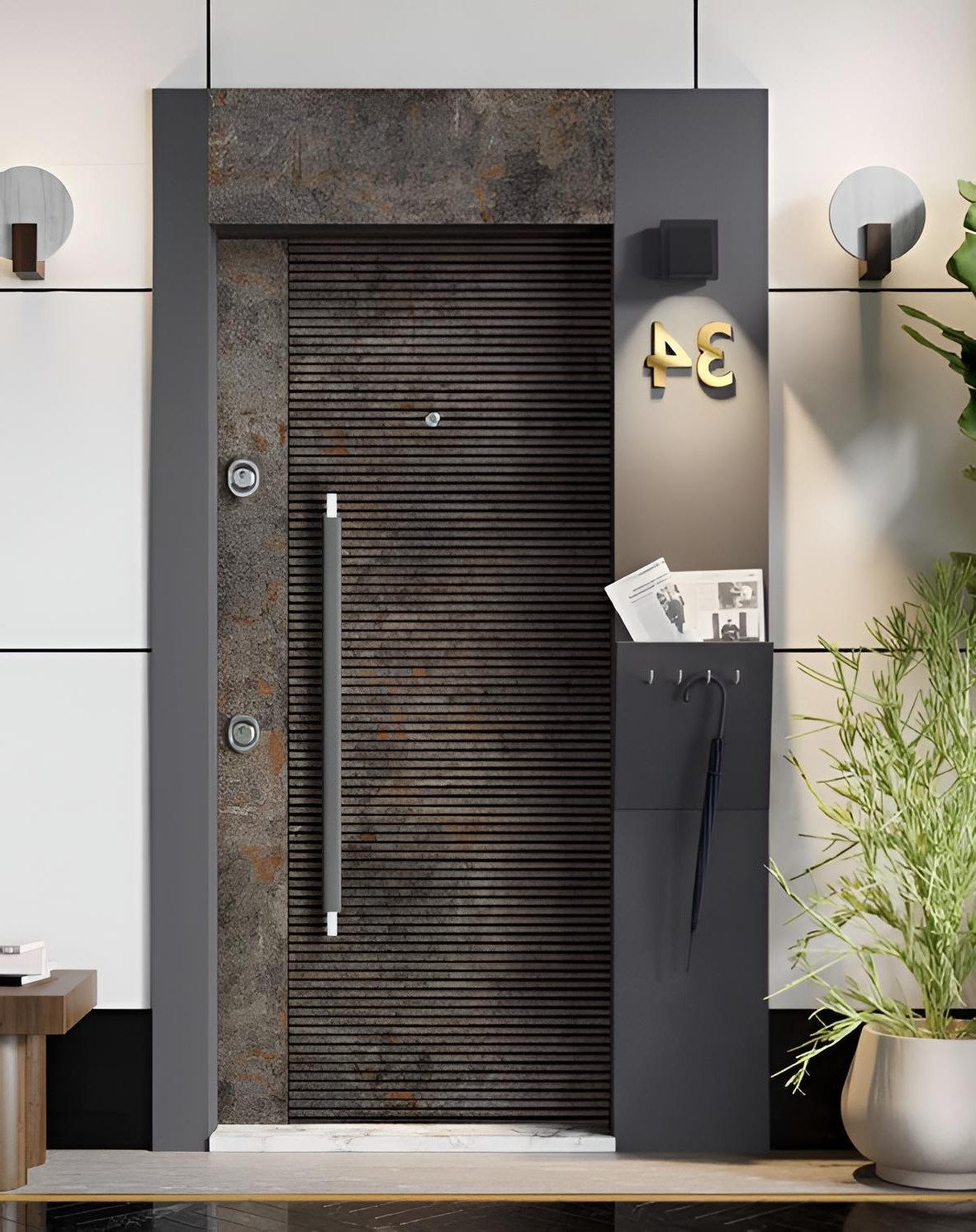 Xlmoebel Haustür Graue Designer Stahltüren - Stabile Sicherheitseingangstüren, Made in Europa