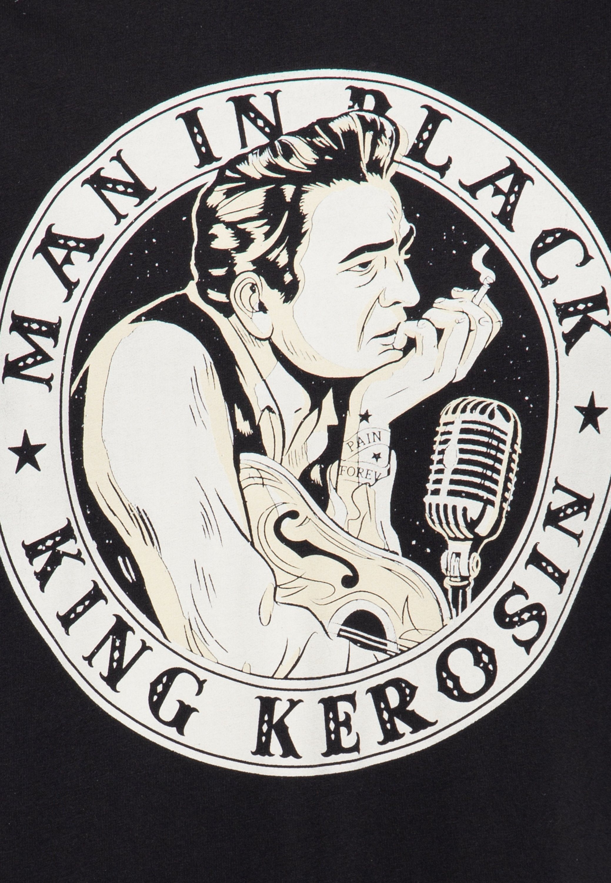 KingKerosin Print-Shirt (1-tlg) mit Frontprint Man in schwarz Black