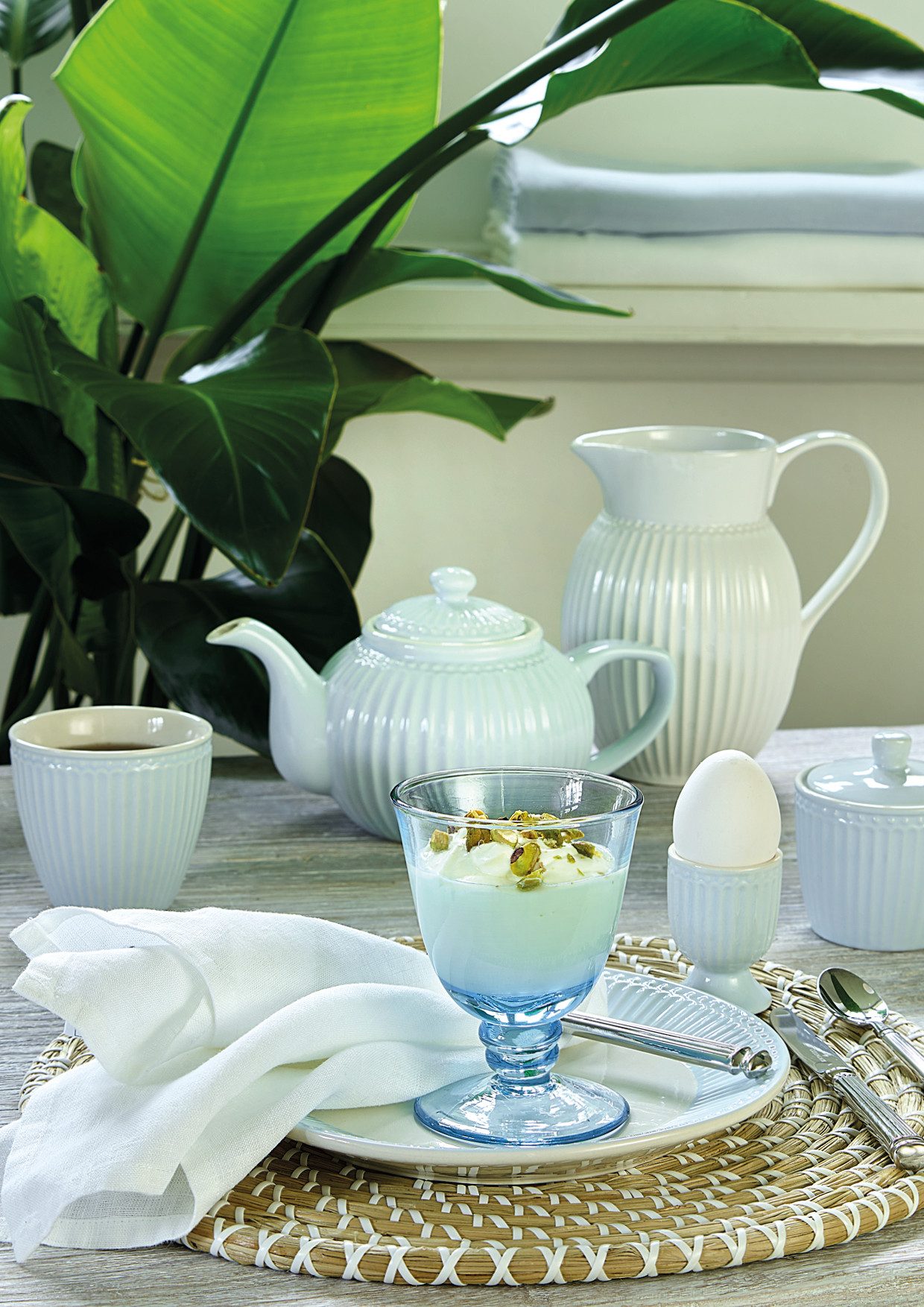 Greengate Becher Alice Mini Latte Cup pale blue 125 ml, Steingut