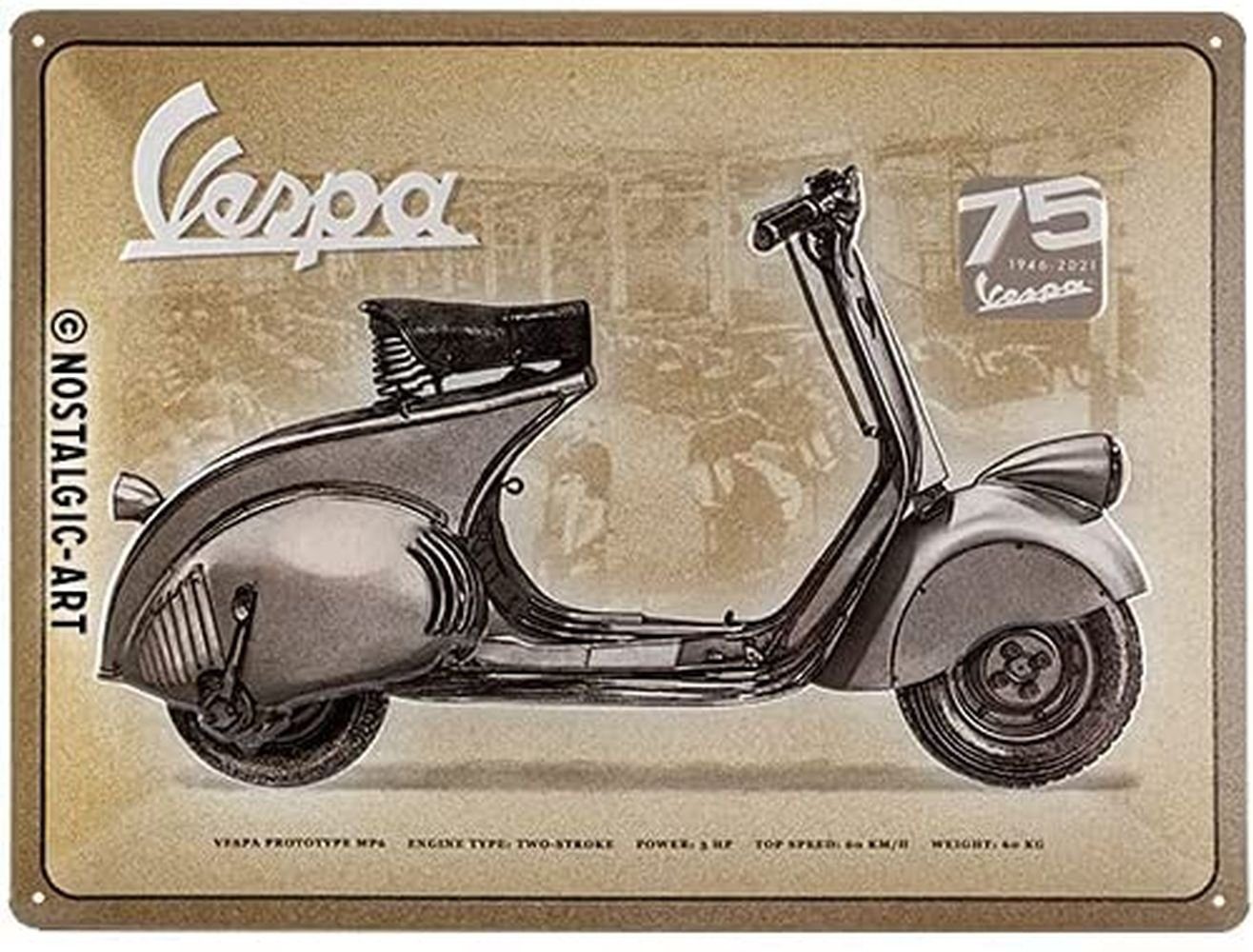 Nostalgic-Art Metallschild Blechschild 30 x 40 cm - Vespa - 75 Years Anniversary SONDEREDITION