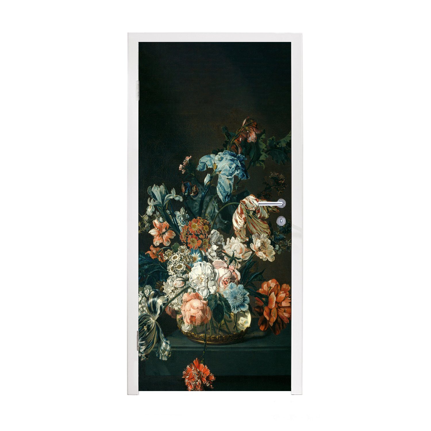 MuchoWow Türtapete Stilleben mit Blumen - Alte Meister - Kunst, Matt, bedruckt, (1 St), Fototapete für Tür, Türaufkleber, 75x205 cm
