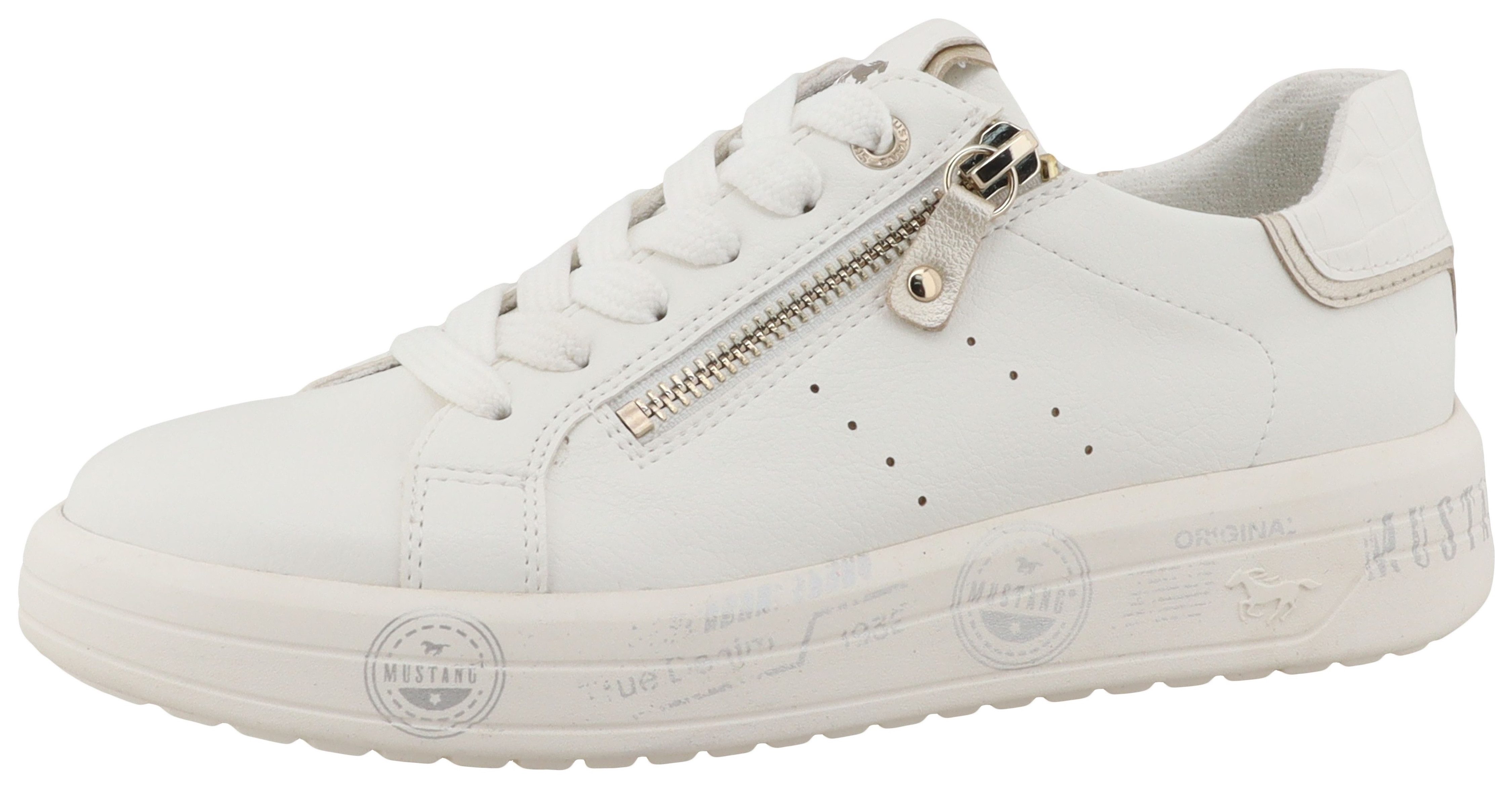 Mustang Shoes Noralie Sneaker Freizeitschuh, Halbschuh, Schnürschuh mit seitlichem Reißverschluss