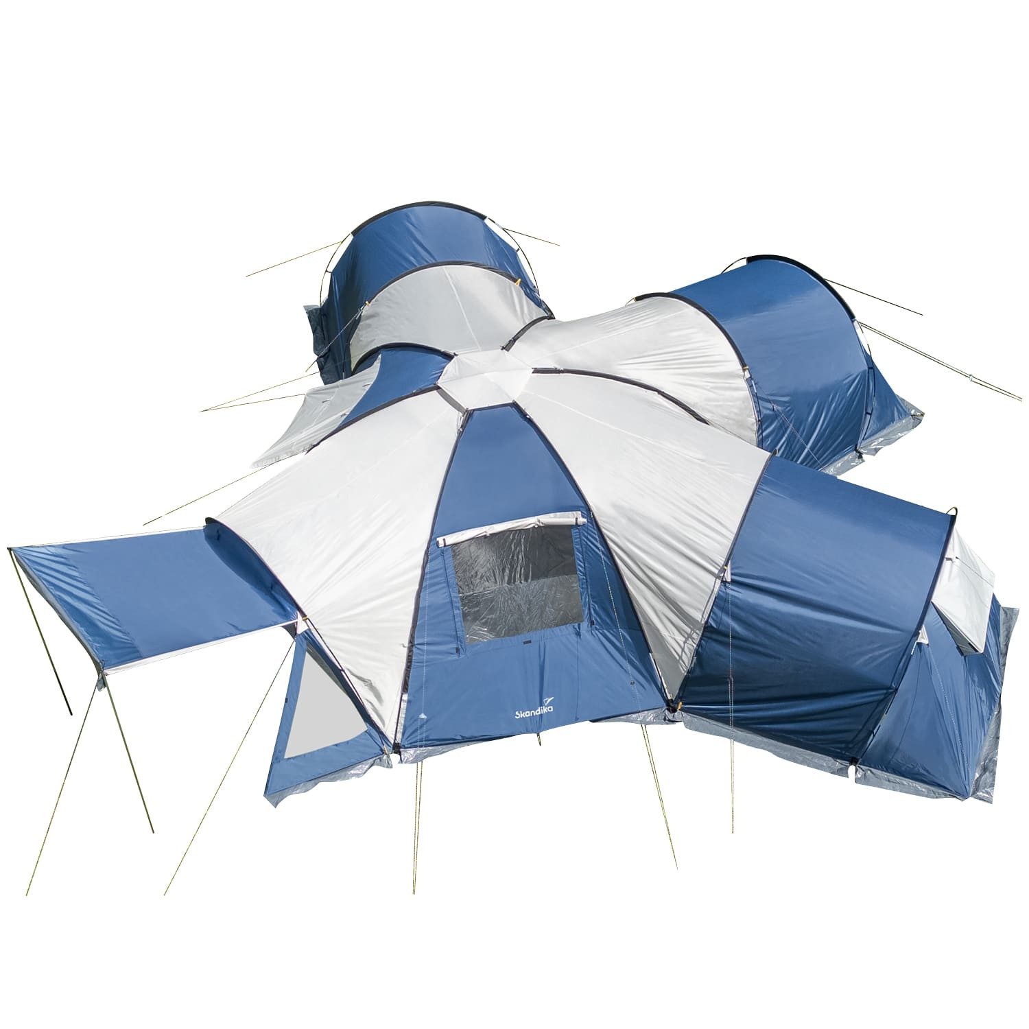 Skandika Kuppelzelt Korsika 9 Sleeper, Camping Zelt mit 3 Schlafkabinen, Sonnensegel, Personen: 9 (Moskitonetz am Eingang und an den Schlafkabinen, Robuste Tragetasche), 2 m Stehhöhe, Sleeper Technology, Verdunkelungen für die Fenster