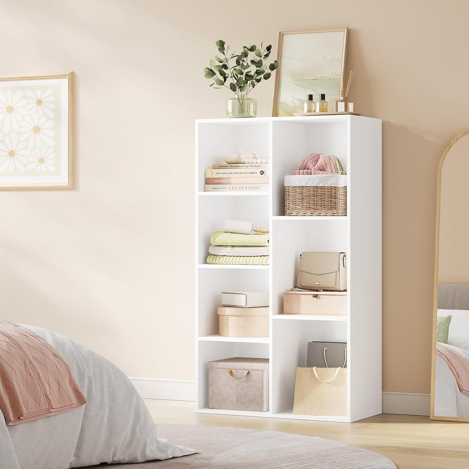 Woltu Bücherregal, 1-tlg., Raumteiler Büroregal, MDF, 7 Fächer, 60x30x108cm günstig online kaufen