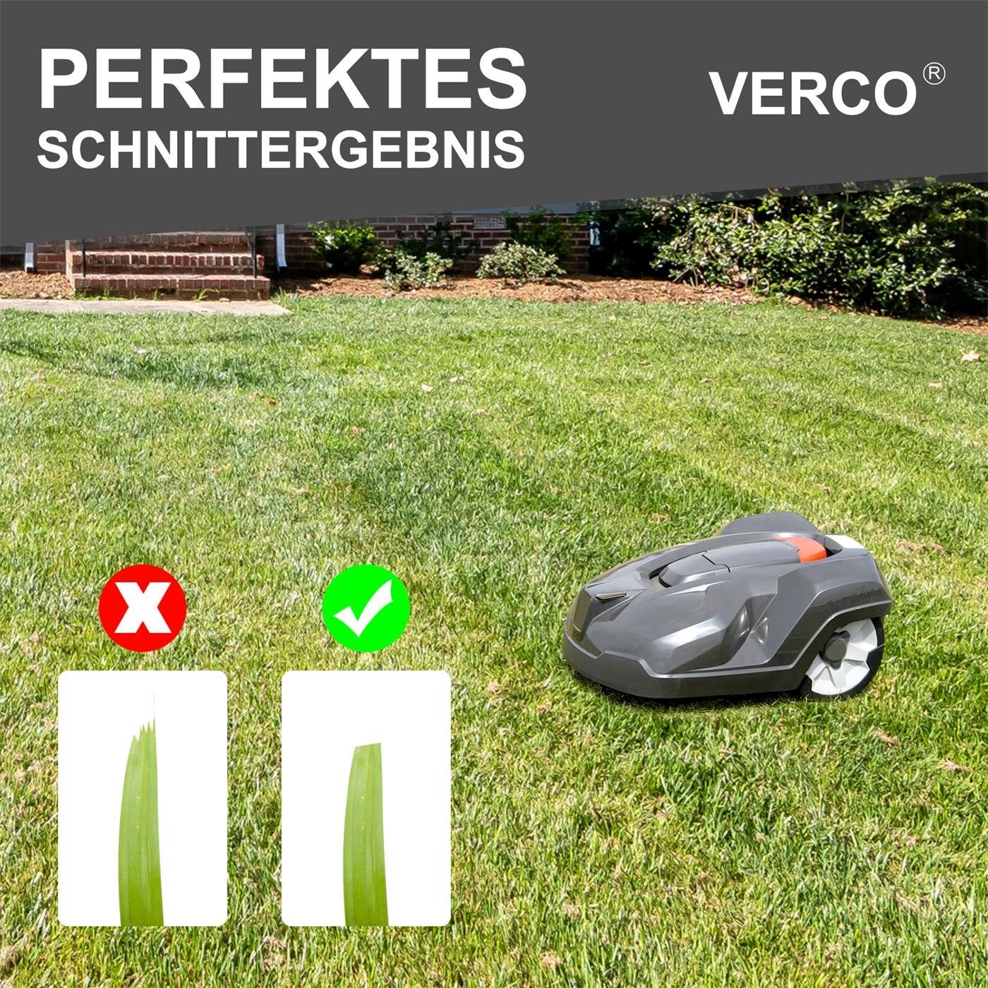 VERCO Mährobotermesser für Bosch Indego Mähmesser (inkl. Schrauben, 30 Stück), Titan Messer Ersatz Klingen Set rostfrei