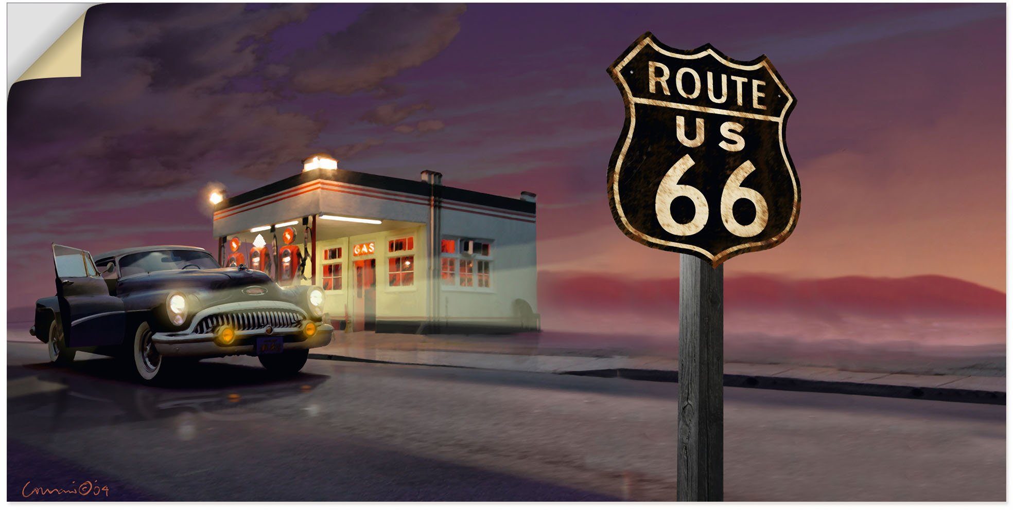 Artland Wandbild Route 66, Bilder von Amerika (1 St), als Alubild, Leinwandbild, Wandaufkleber oder Poster in versch. Größen