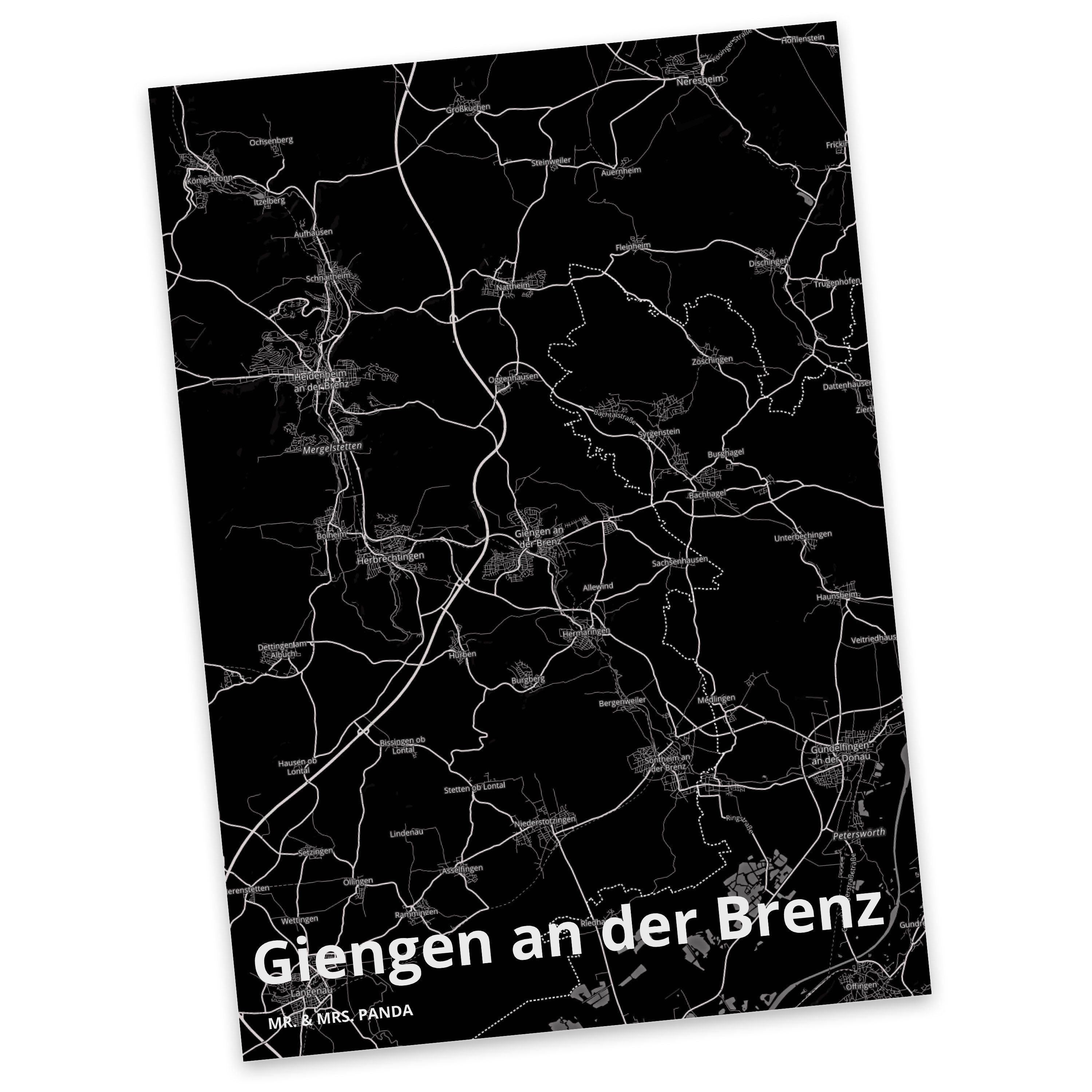 Mr. & Mrs. Panda Postkarte Giengen an der Brenz - Geschenk, Stadt Dorf Karte Landkarte Map Stadt