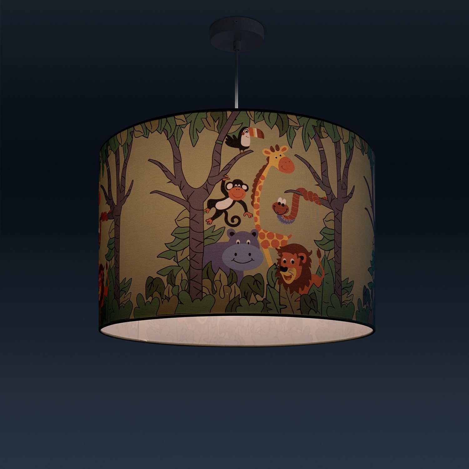 Deckenlampe Kinderlampe LED Home Pendelleuchte Paco E27 Tier-Motiv Kinderzimmer Leuchtmittel, 638, Dschungel Diamond ohne