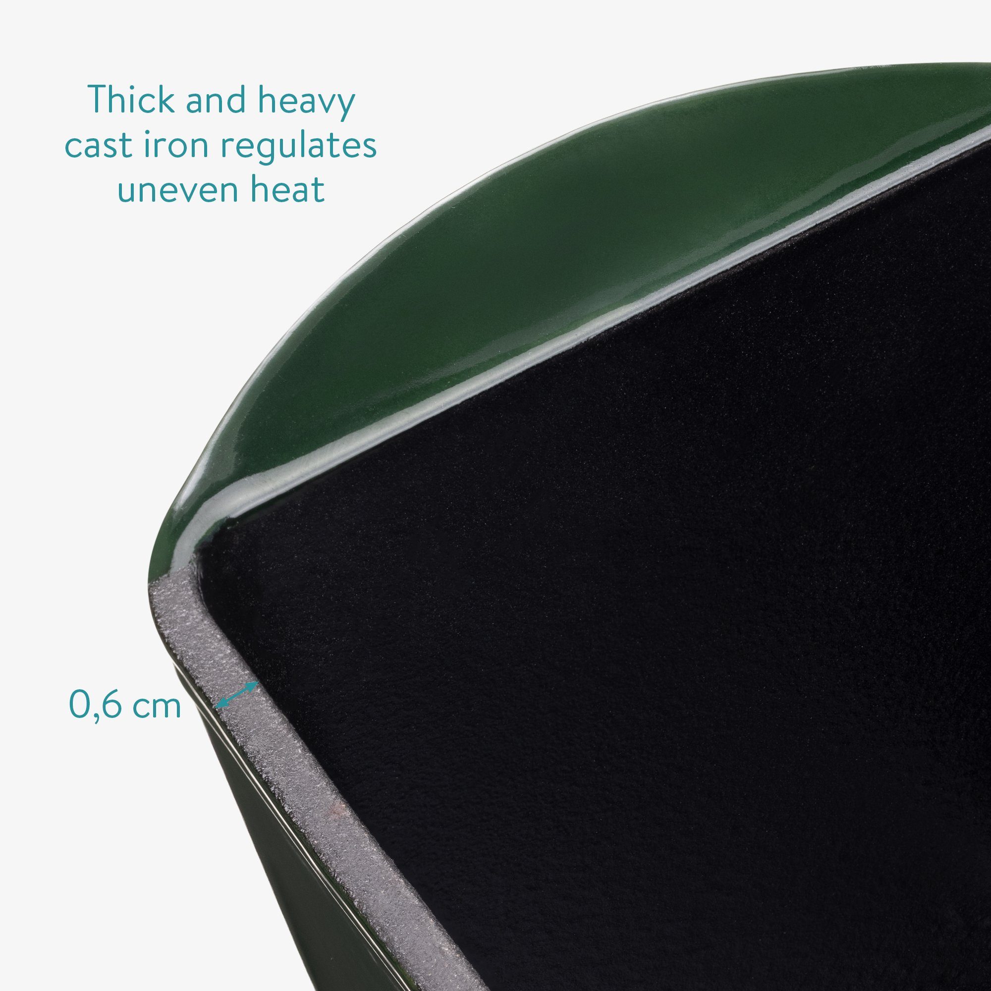 Navaris Brotbackform - Dutch Brotbackform Oven Deckel mit Gusseisen 34x13,5x17cm - - Dunkelgrün grün