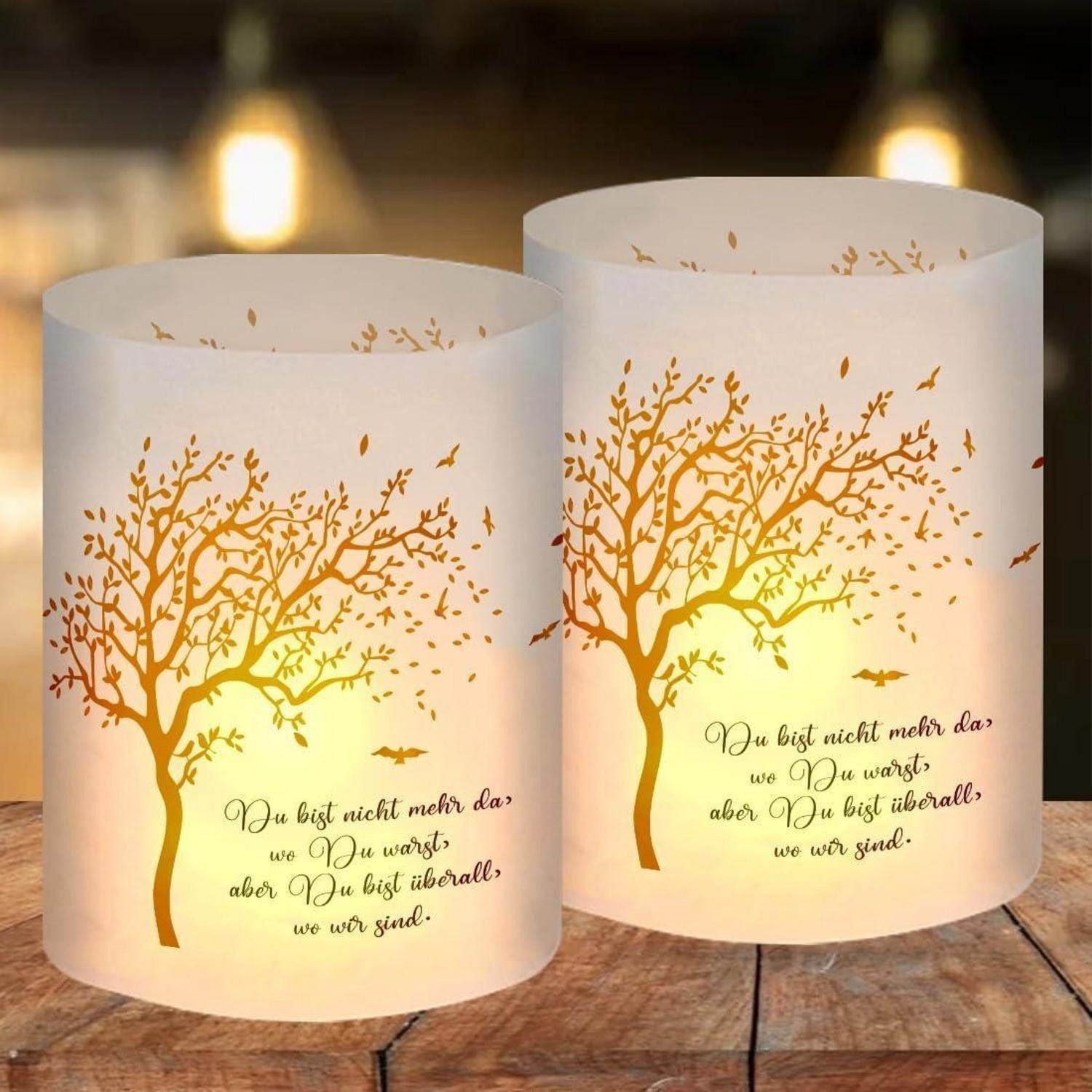 LuxusKollektion Küchenorganizer-Set Trauerlicht 12er Spruch Personalisiert Grablicht Teelichter Trauernde