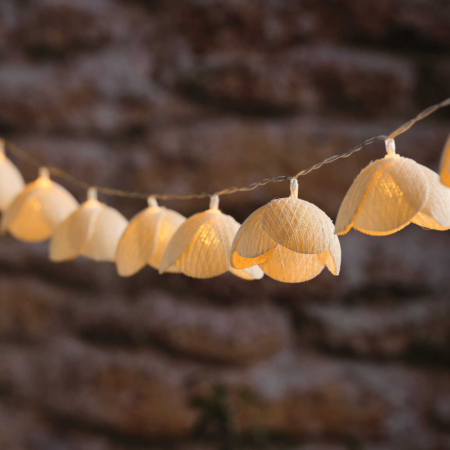 Lights4fun LED-Lichterkette LED-Wiesenblumen-Lichterkette mit Timer in Warmweiß