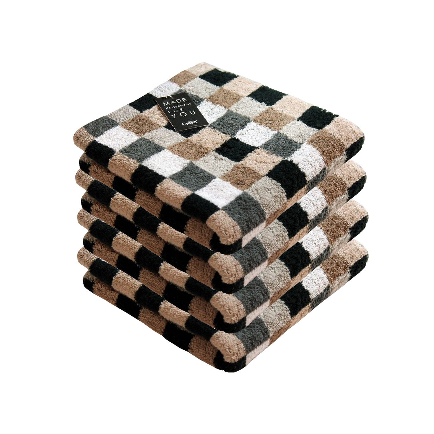 Cawö Handtuch 4 Stück Cawö Life Style Handtücher 7047-37 kariert kiesel 50x100, Walkfrottier (4-St), 100% Baumwolle