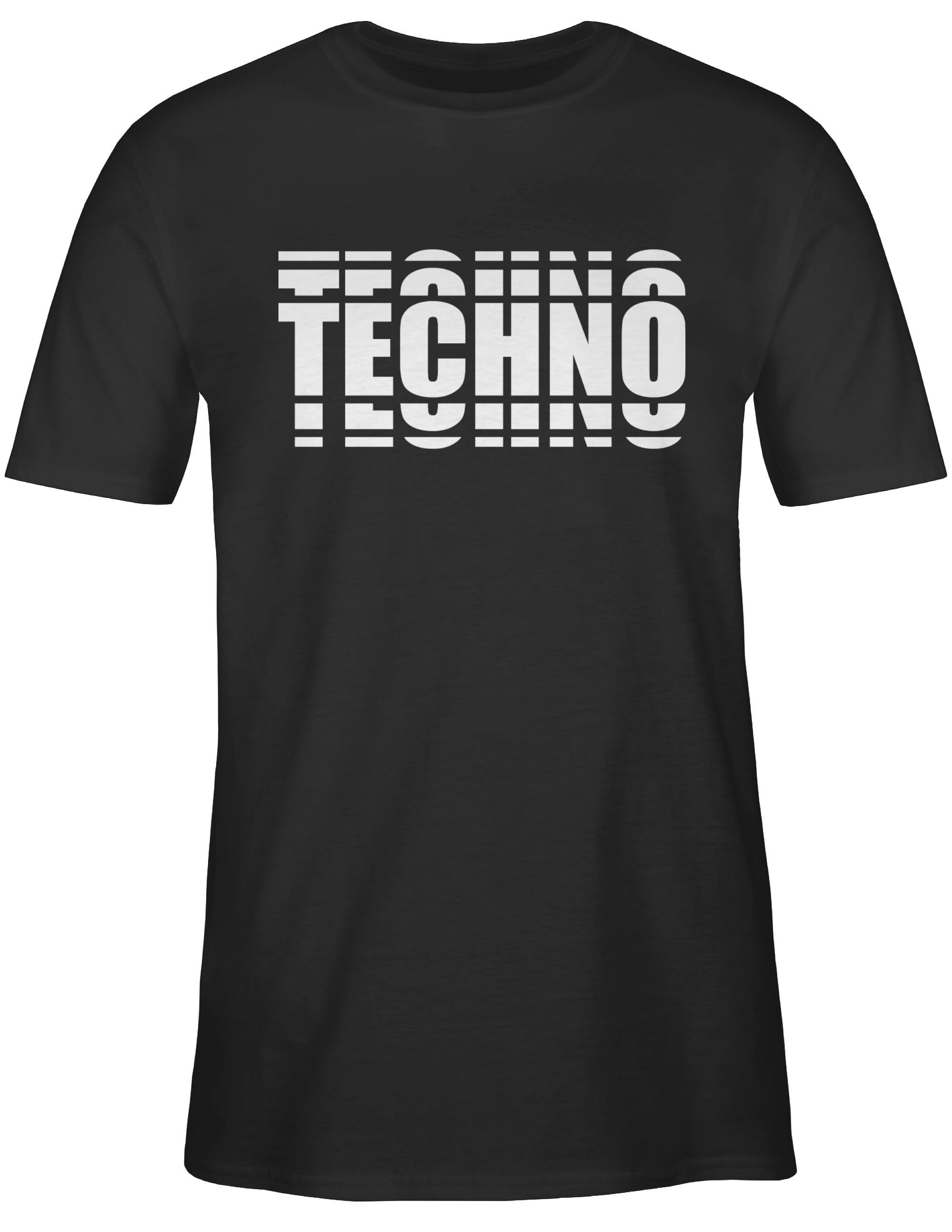 01 T-Shirt Schwarz Muster Shirtracer Grafischem Techno Zubehör in Festival