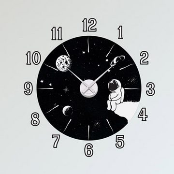 Sunnywall Wanduhr Astronaut Sternengucker - Weltraum Wandtattoo Kollektion - Wandaufkleber Uhr
