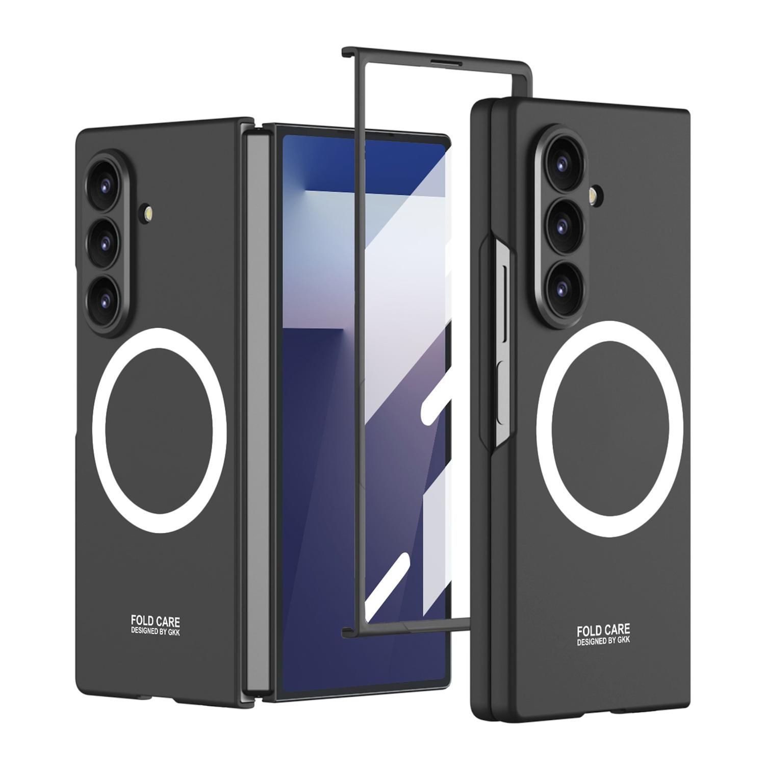 Wigento Handyhülle Für Samsung Galaxy Z Fold7 GKK MagSafe Integrierte dünne Hülle Schwarz, MagSafe Hülle mit integriertem Displayschutz