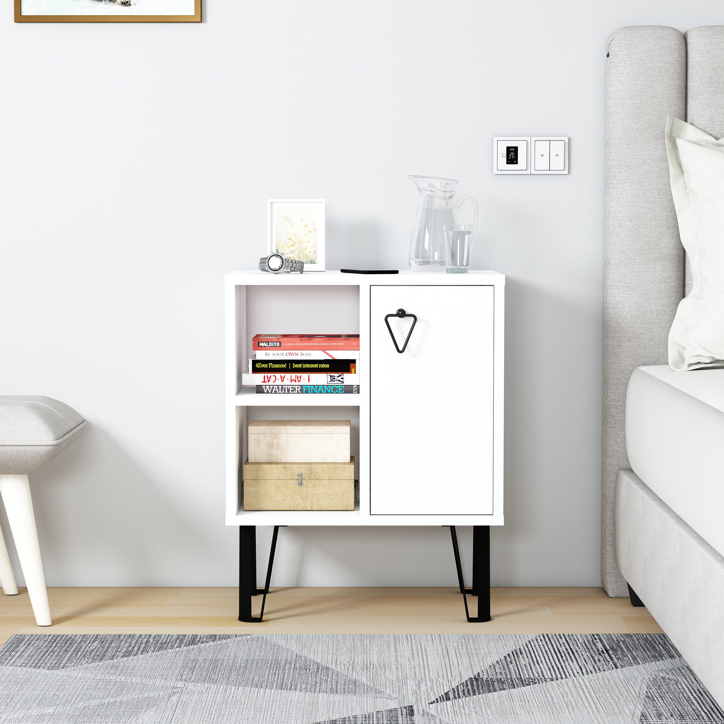 DEMA Home Nachttisch Neptun, Nightstand aus Holzwerkstoff 63x50 (Elegant)