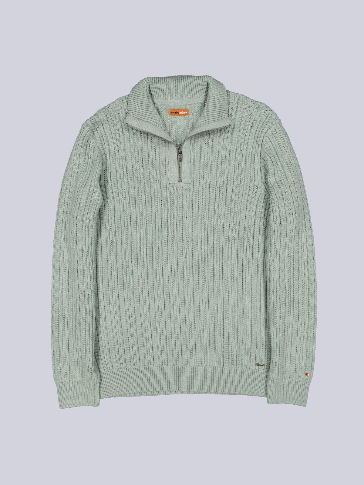 emilio adani Stehkragenpullover Herren Pullover mit Troyerkragen, Hellgruen